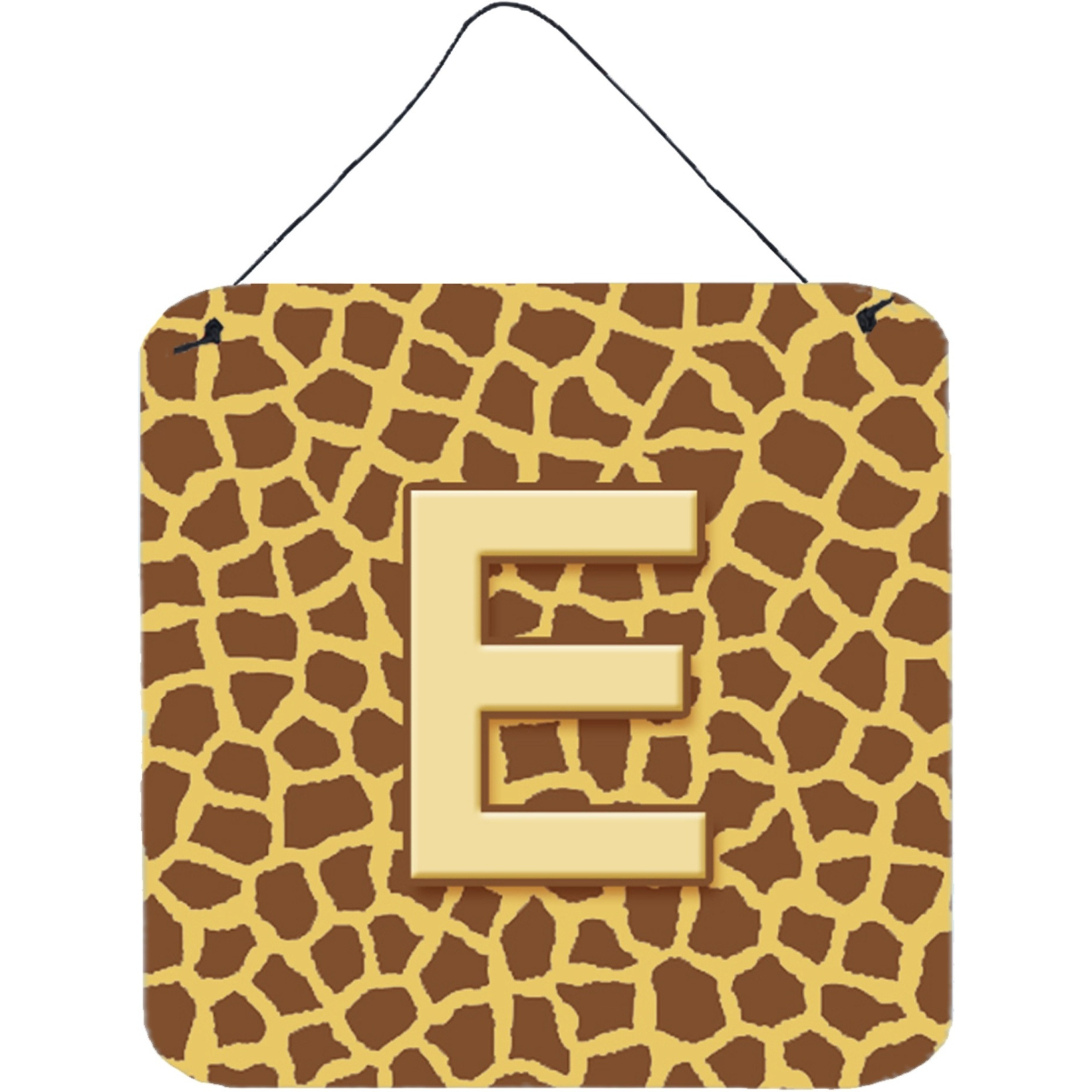 &quotCaroline's Treasures Letter E Initial with Monogram-Giraffe Aluminum Metal Wall or Door Hanging Prints, 6 x 6"", Multicolor"