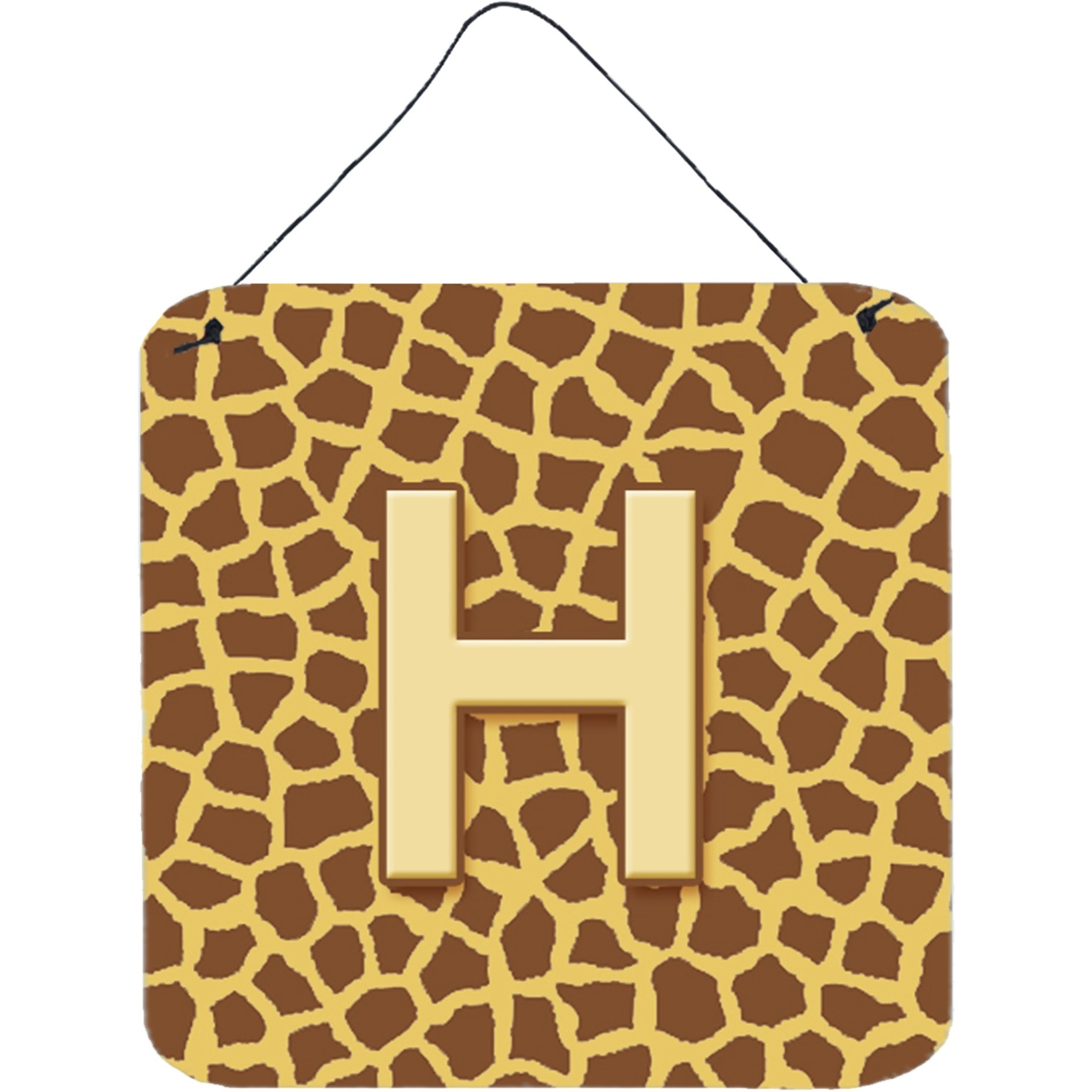 &quotCaroline's Treasures Letter H Initial with Monogram-Giraffe Aluminum Metal Wall or Door Hanging Prints, 6 x 6"", Multicolor"