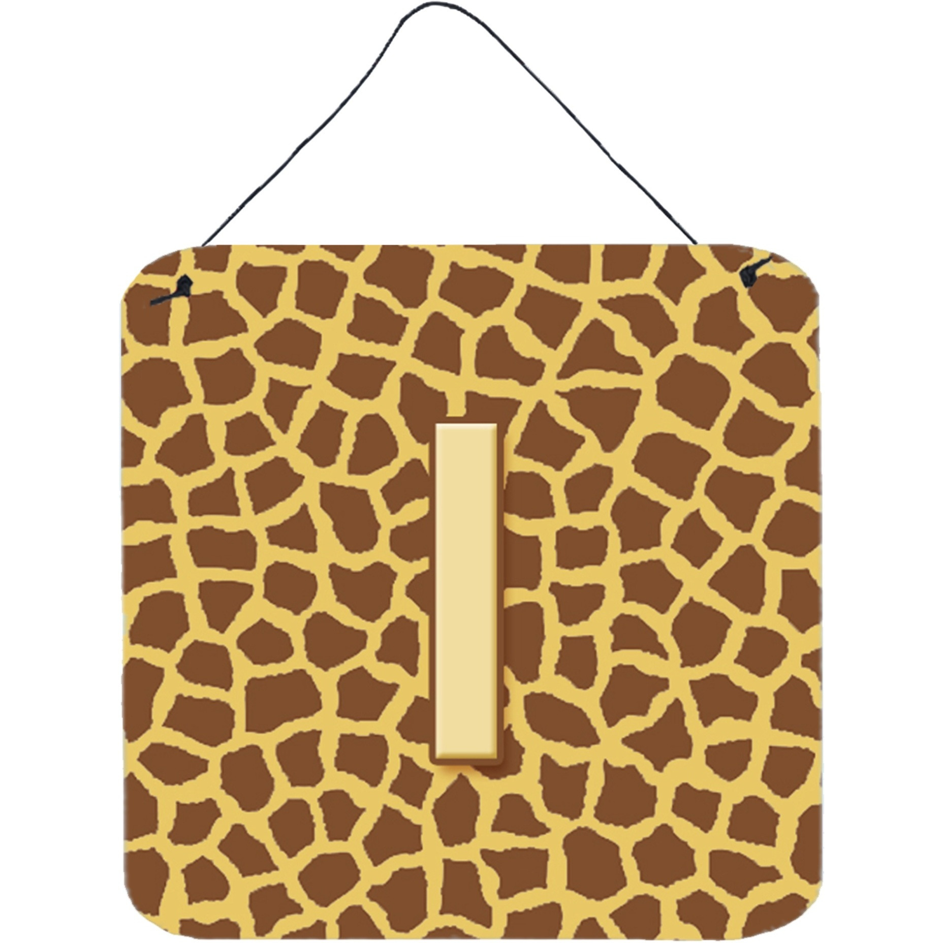 &quotCaroline's Treasures Letter I Initial with Monogram-Giraffe Aluminum Metal Wall or Door Hanging Prints, 6 x 6"", Multicolor"