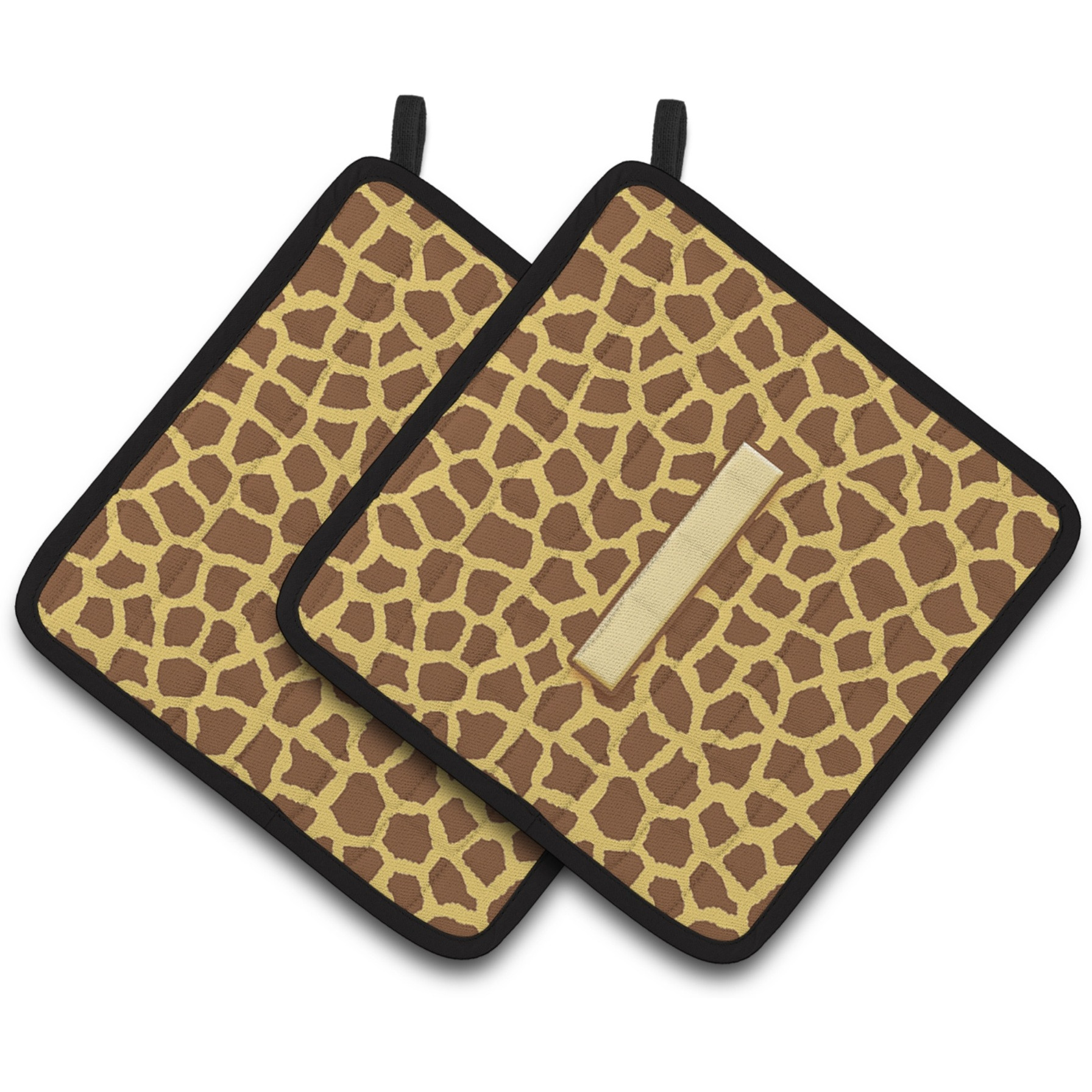 &quotCaroline's Treasures Monogram Initial I Giraffe Pair of Pot Holders CJ1025-IPTHD, 7.5HX7.5W, Multicolor"