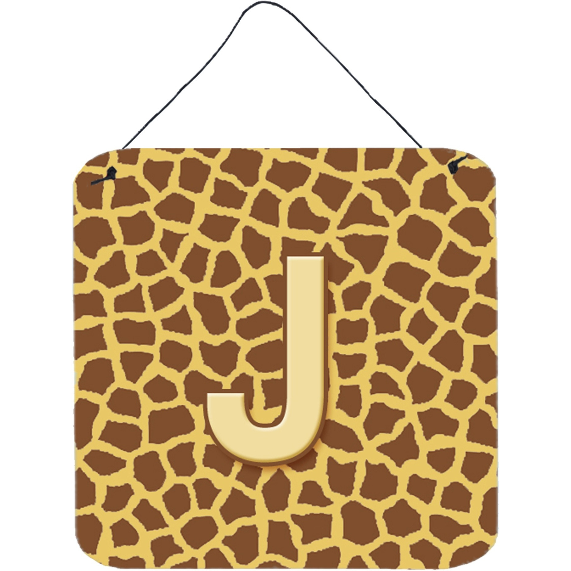 &quotCaroline's Treasures Letter J Initial with Monogram-Giraffe Aluminum Metal Wall or Door Hanging Prints, 6 x 6"", Multicolor"