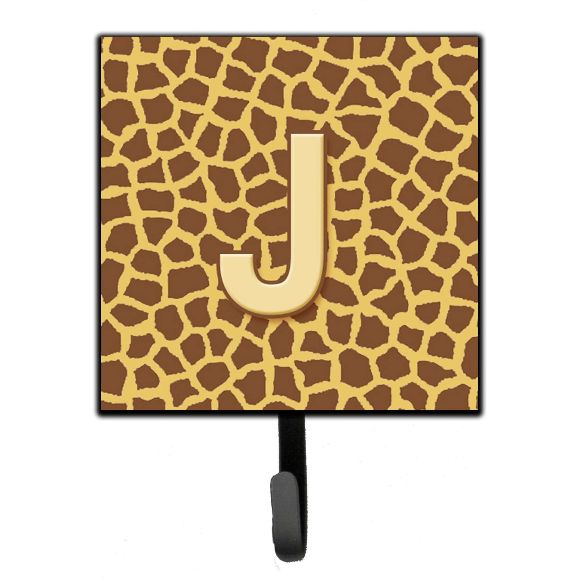 &quotCaroline's Treasures CJ1025-JSH4 Letter J Initial Monogram-Giraffe Leash Holder or Key Hook, Small, Multicolor"