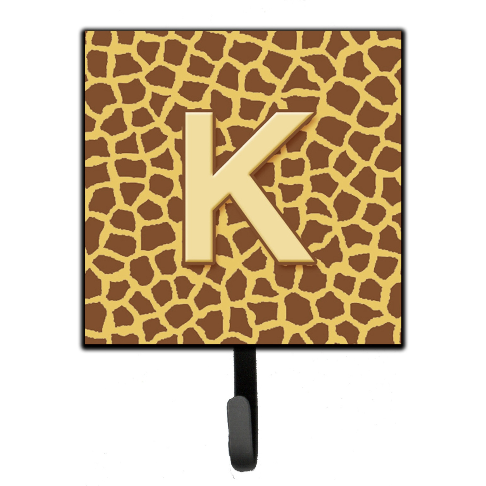 &quotCaroline's Treasures CJ1025-KSH4 Letter K Initial Monogram-Giraffe Leash Holder or Key Hook, Small, Multicolor"