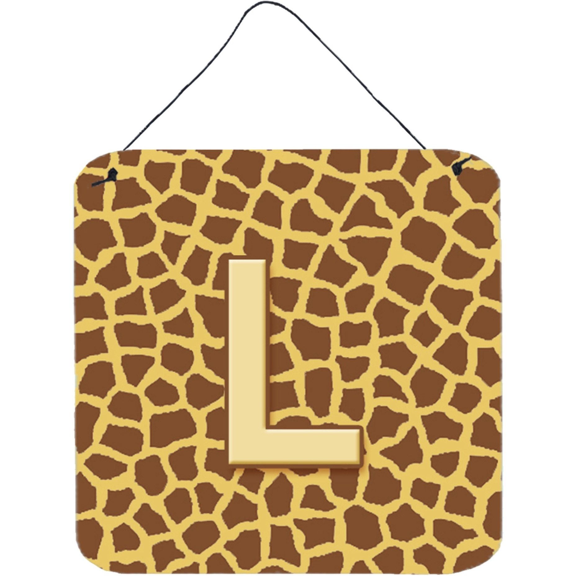 &quotCaroline's Treasures Letter L Initial Monogram-Giraffe Aluminium Metal Door Hanging Prints wall-decor, 6 x 6, Multicolor"