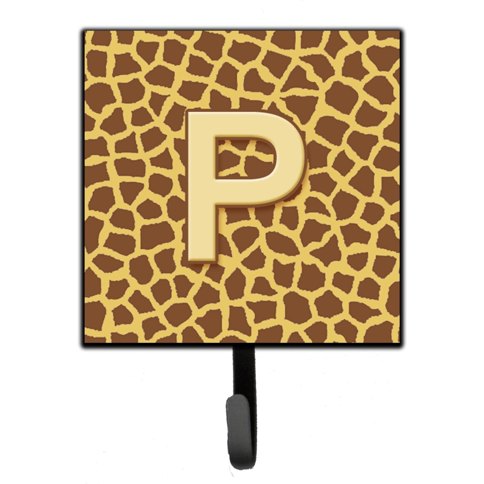 &quotCaroline's Treasures CJ1025-PSH4 Letter P Initial Monogram-Giraffe Leash Holder or Key Hook, Small, Multicolor"