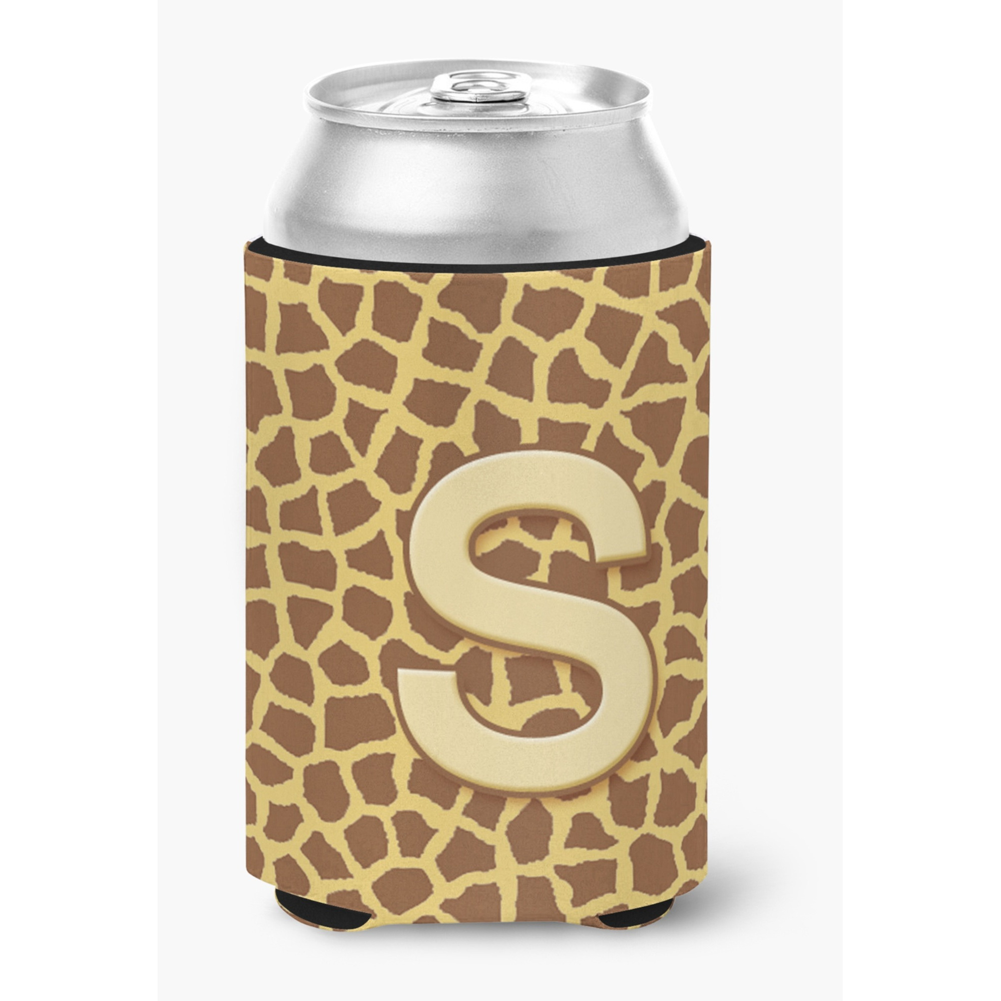 Letter S Initial Monogram - Giraffe Can or Bottle Beverage Insulator Hugger