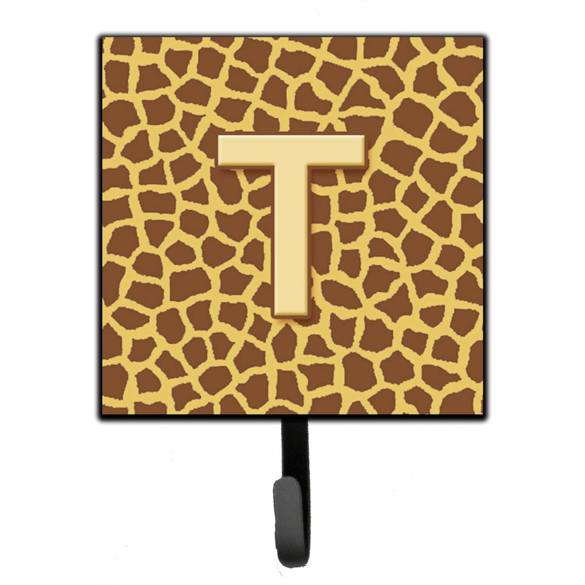 &quotCaroline's Treasures Letter T Initial Monogram-Giraffe Leash Holder or Key hooks, Small, Multicolor"