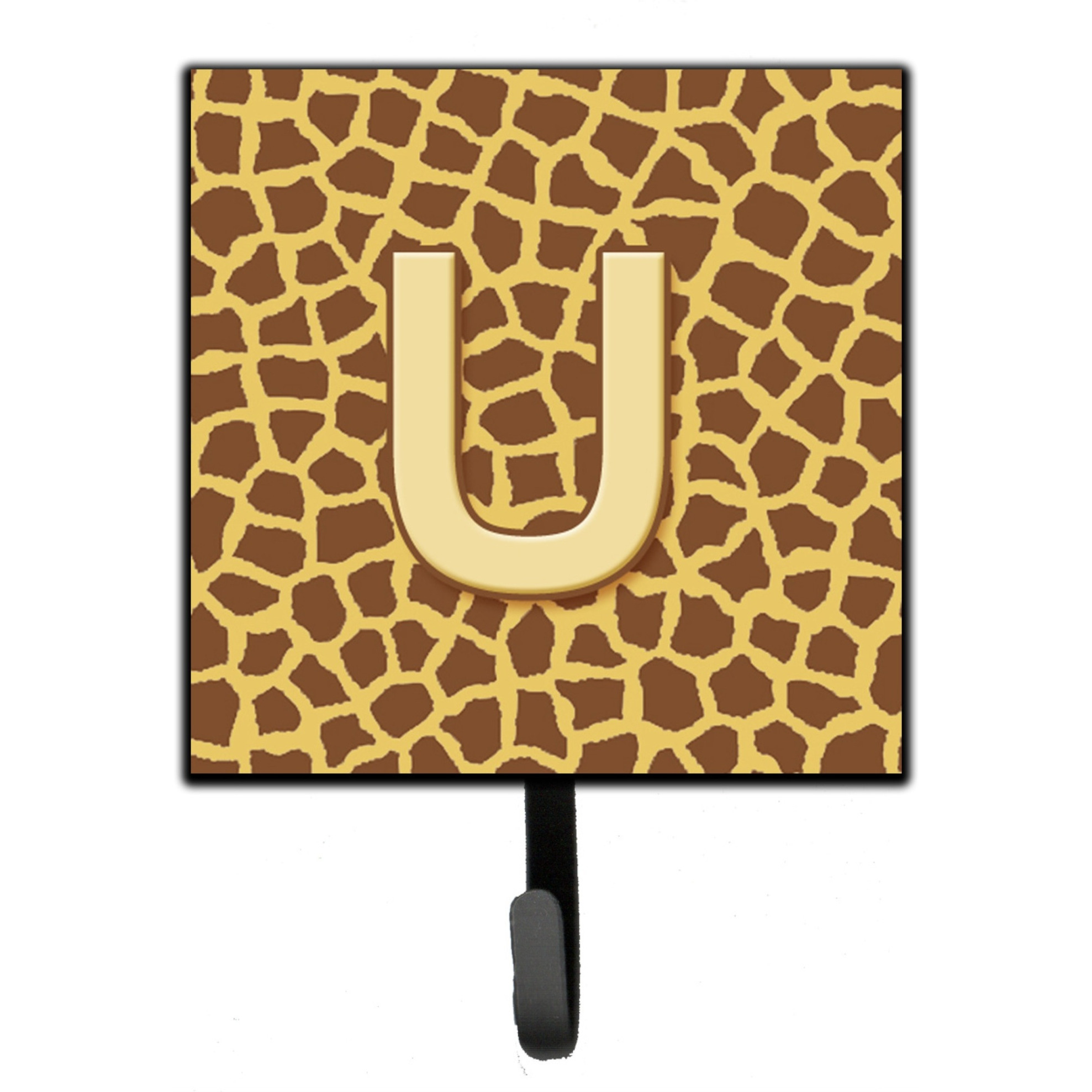 &quotCaroline's Treasures CJ1025-USH4 Letter U Initial Monogram-Giraffe Leash Holder or Key Hook, Small, Multicolor"
