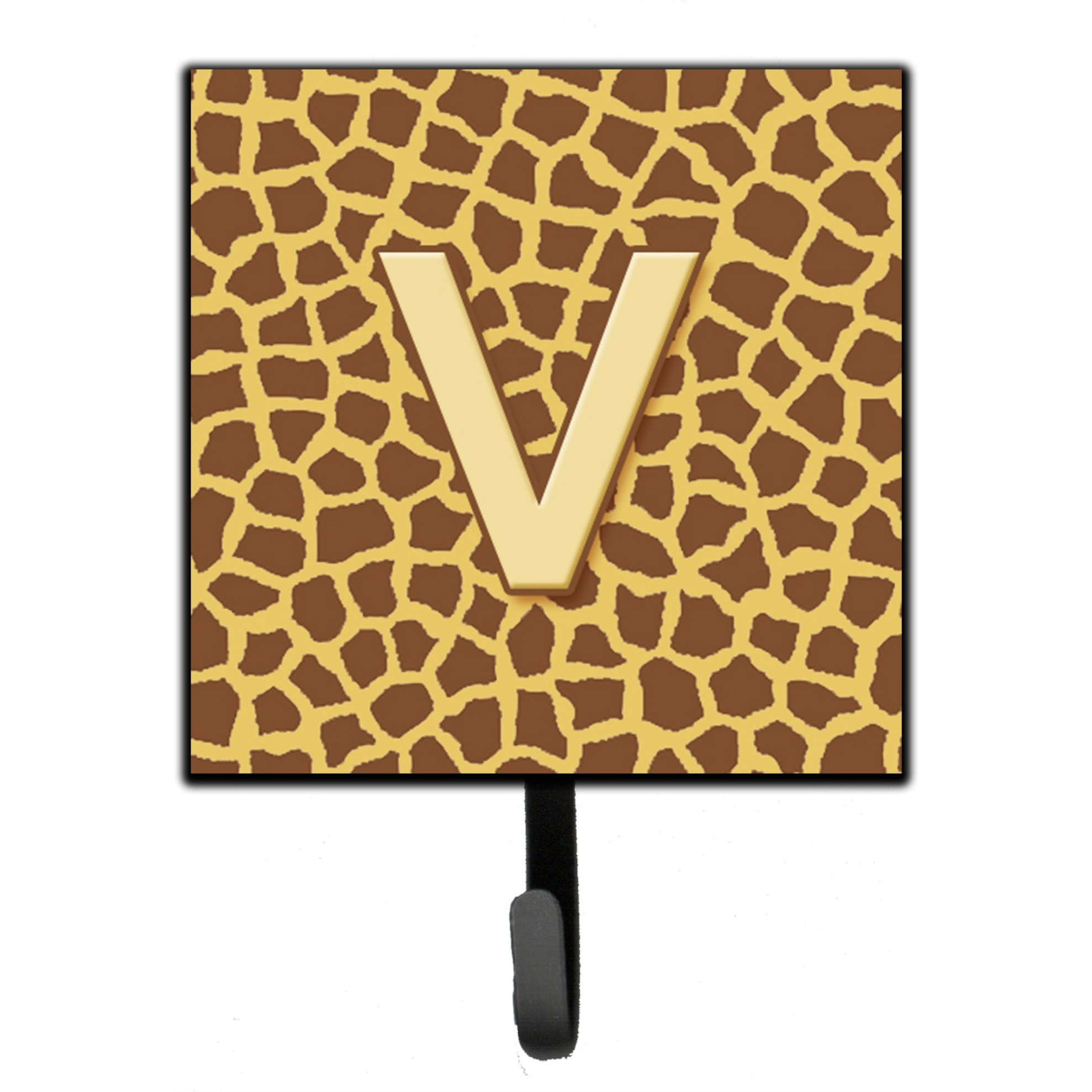 &quotCaroline's Treasures CJ1025-VSH4 Letter V Initial Monogram-Giraffe Leash Holder or Key Hook, Small, Multicolor"