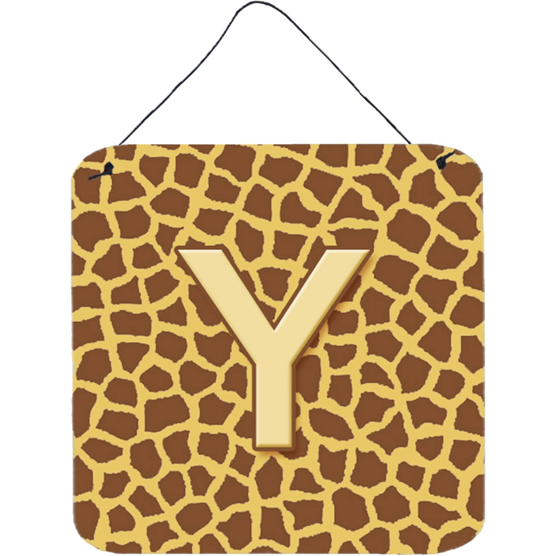 &quotCaroline's Treasures Letter Y Initial with Monogram-Giraffe Aluminum Metal Wall or Door Hanging Prints, 6 x 6"", Multicolor"
