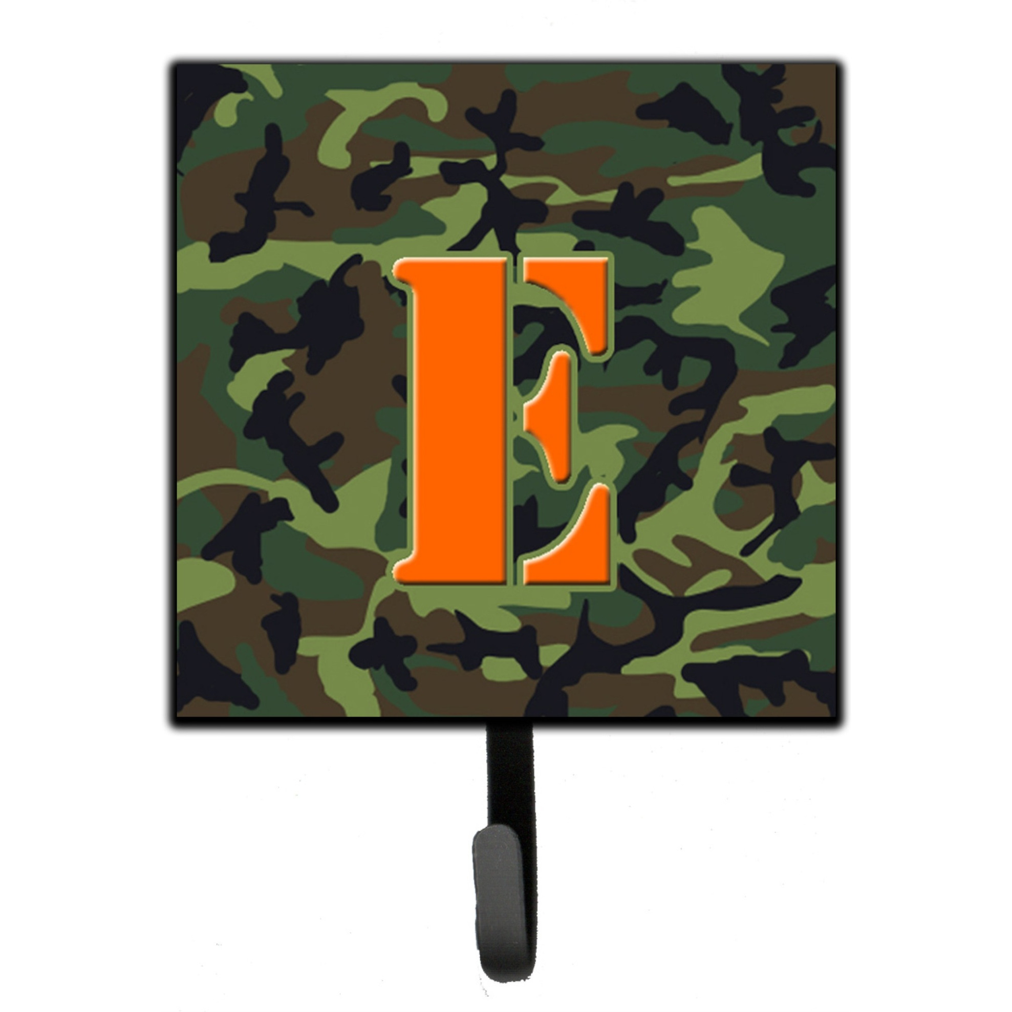 &quotCaroline's Treasures CJ1030-ESH4 Letter E Initial Monogram-Camo Green Leash Holder or Key Hook, Small, Multicolor"