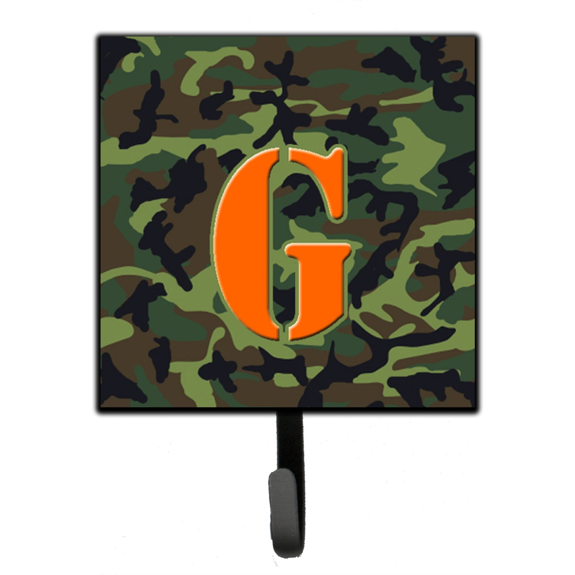 &quotCaroline's Treasures CJ1030-GSH4 Letter G Initial Monogram-Camo Green Leash Holder or Key Hook, Small, Multicolor"