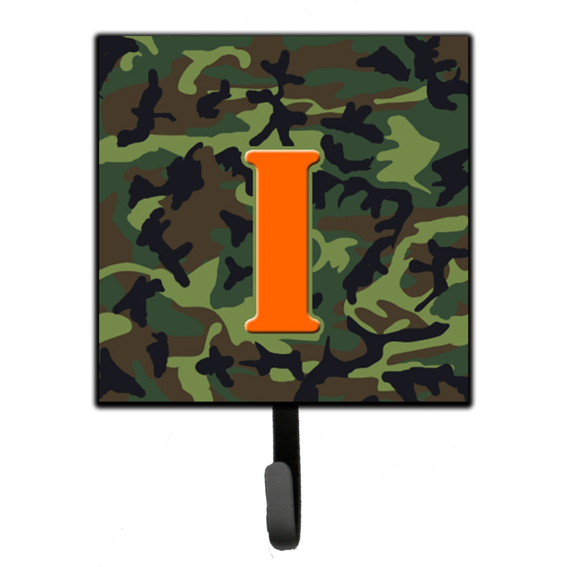 &quotCaroline's Treasures CJ1030-ISH4 Letter I Initial Monogram-Camo Green Leash Holder or Key Hook, Small, Multicolor"
