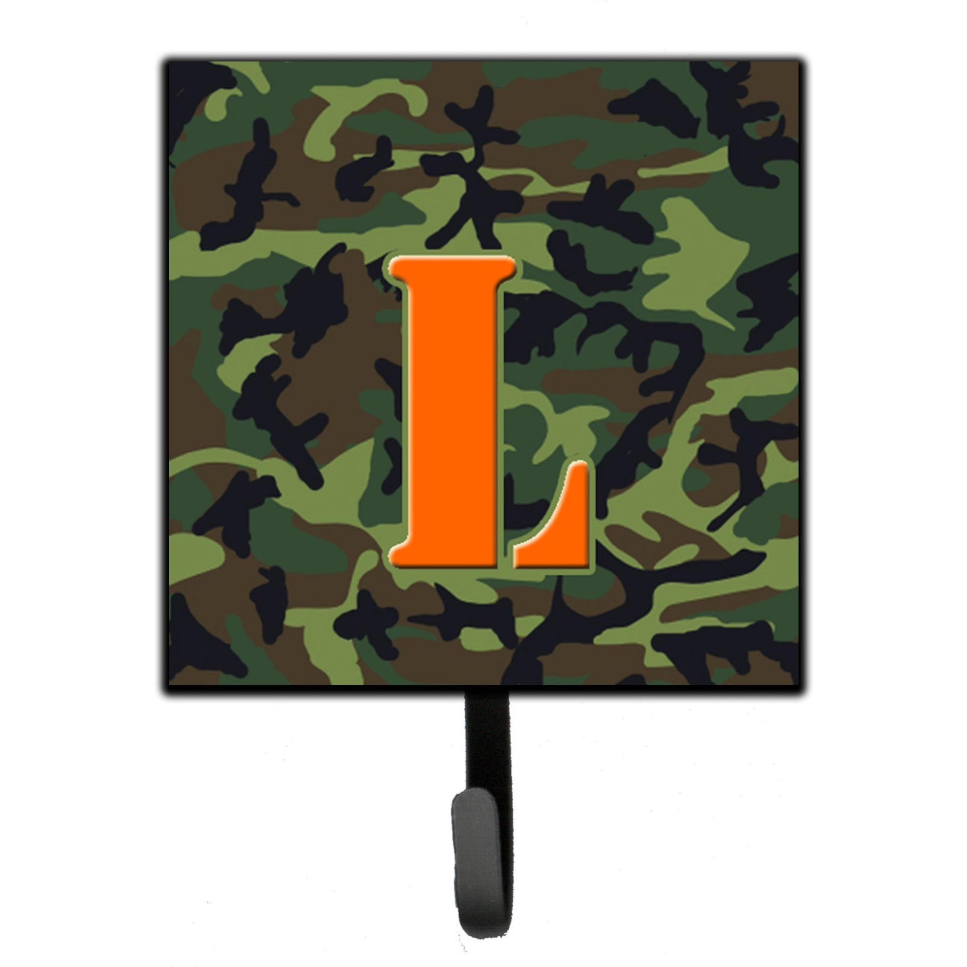 &quotCaroline's Treasures CJ1030-LSH4 Letter L Initial Monogram-Camo Green Leash Holder or Key Hook, Small, Multicolor"