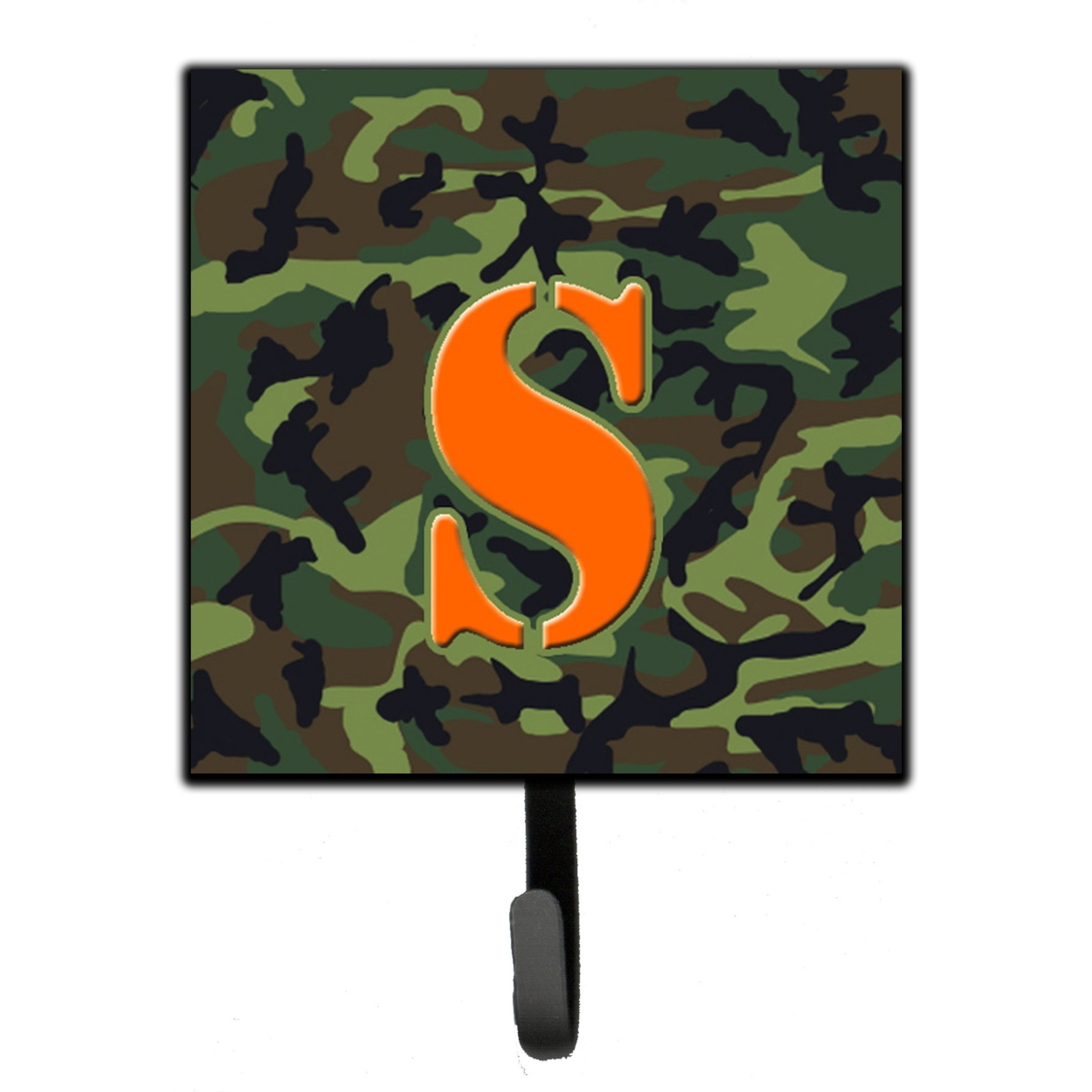 &quotCaroline's Treasures CJ1030-SSH4 Letter S Initial Monogram-Camo Green Leash Holder or Key Hook, Small, Multicolor"