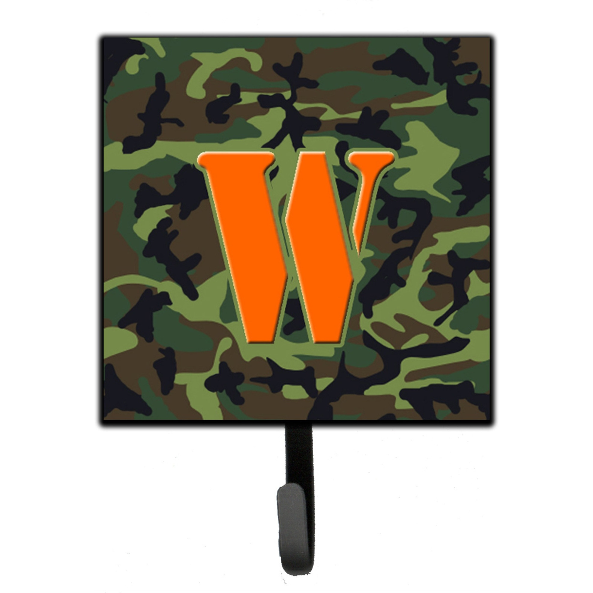 &quotCaroline's Treasures CJ1030-WSH4 Letter W Initial Monogram-Camo Green Leash Holder or Key Hook, Small, Multicolor"