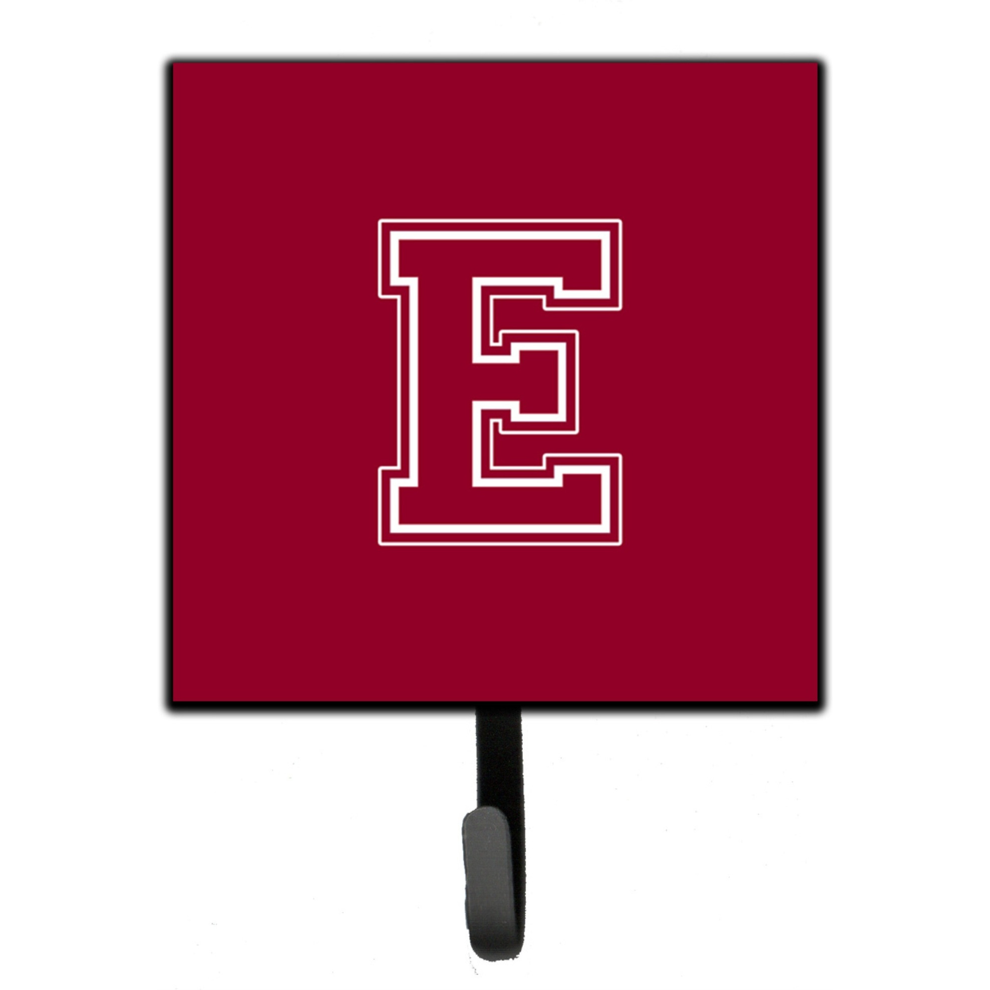 &quotCaroline's Treasures CJ1032-ESH4 Letter E Initial Monogram-Maroon and White Leash Holder or Key Hook, Small, Multicolor"