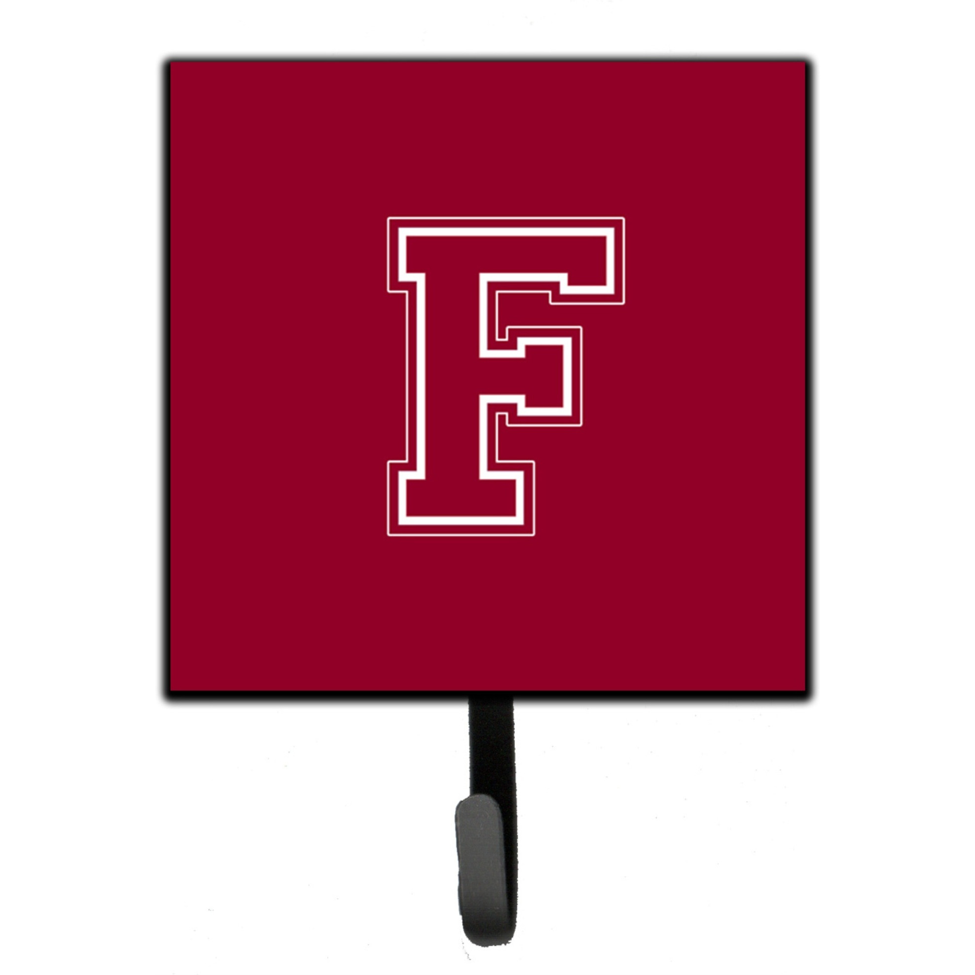&quotCaroline's Treasures CJ1032-FSH4 Letter F Initial Monogram-Maroon and White Leash Holder or Key Hook, Small, Multicolor"