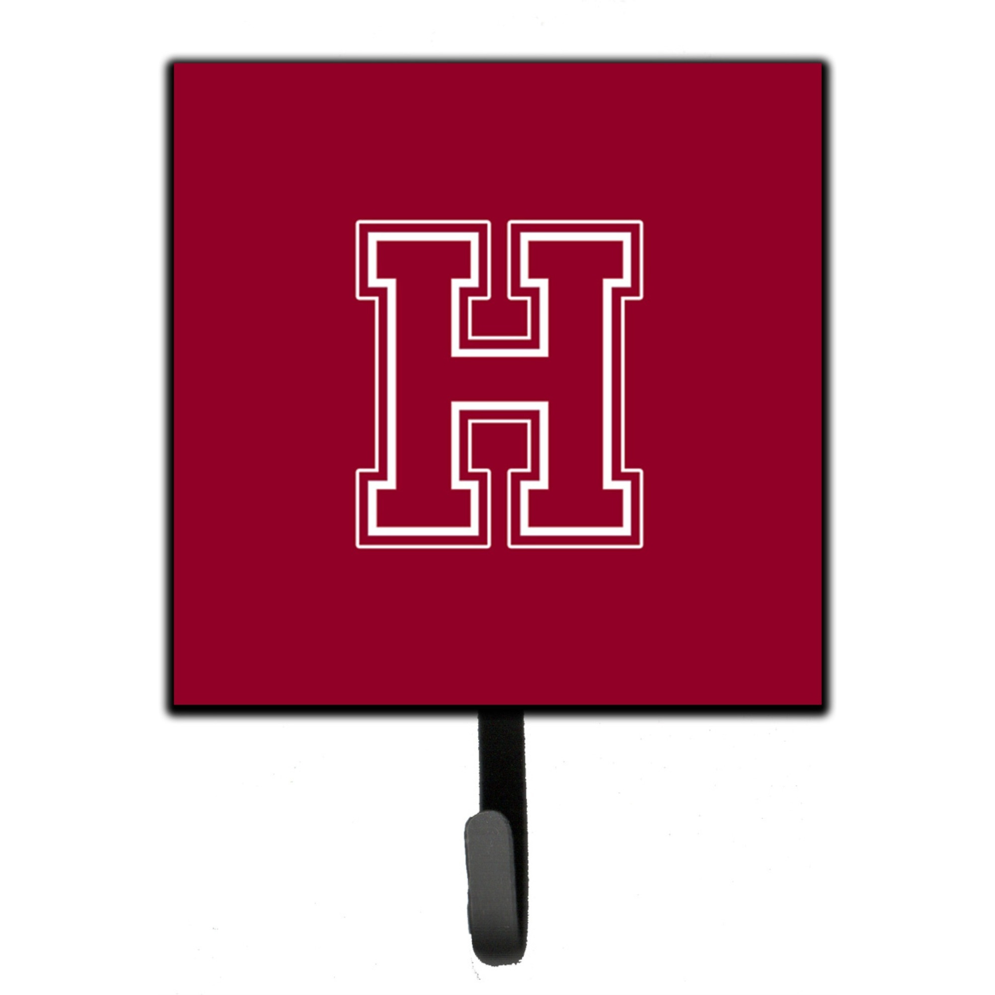 &quotCaroline's Treasures CJ1032-HSH4 Letter H Initial Monogram-Maroon and White Leash Holder or Key Hook, Small, Multicolor"