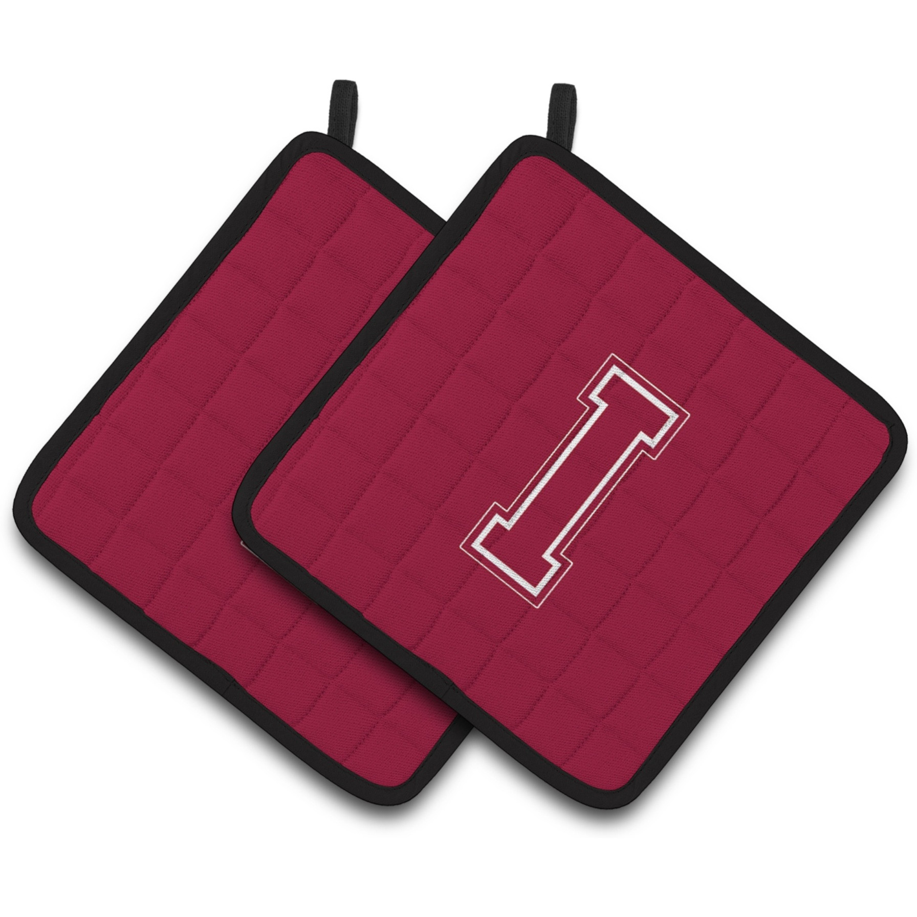 &quotCaroline's Treasures Monogram Initial I Maroon & White Pair of Pot Holders CJ1032-IPTHD, 7.5HX7.5W, Multicolor"