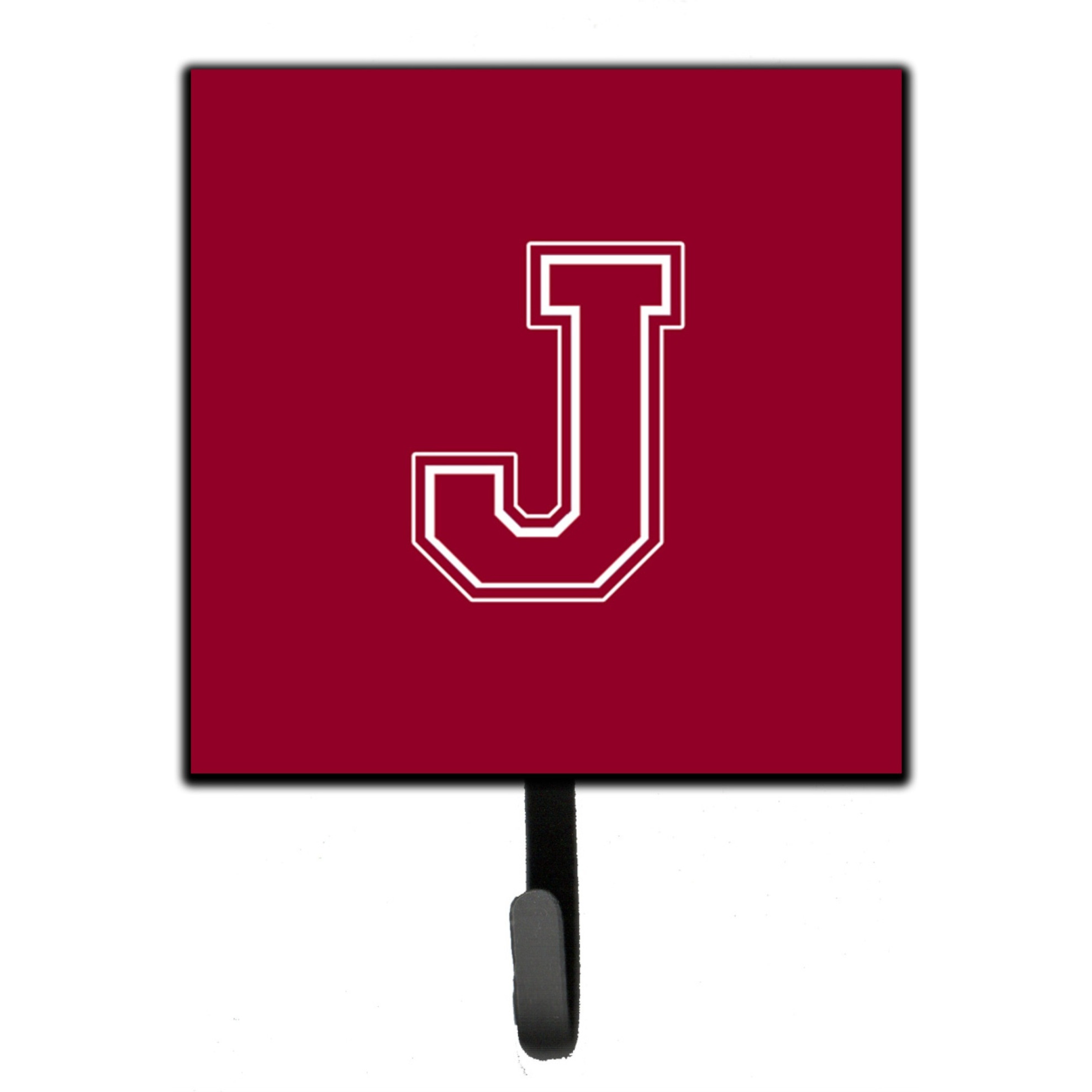 &quotCaroline's Treasures CJ1032-JSH4 Letter J Initial Monogram-Maroon and White Leash Holder or Key Hook, Small, Multicolor"