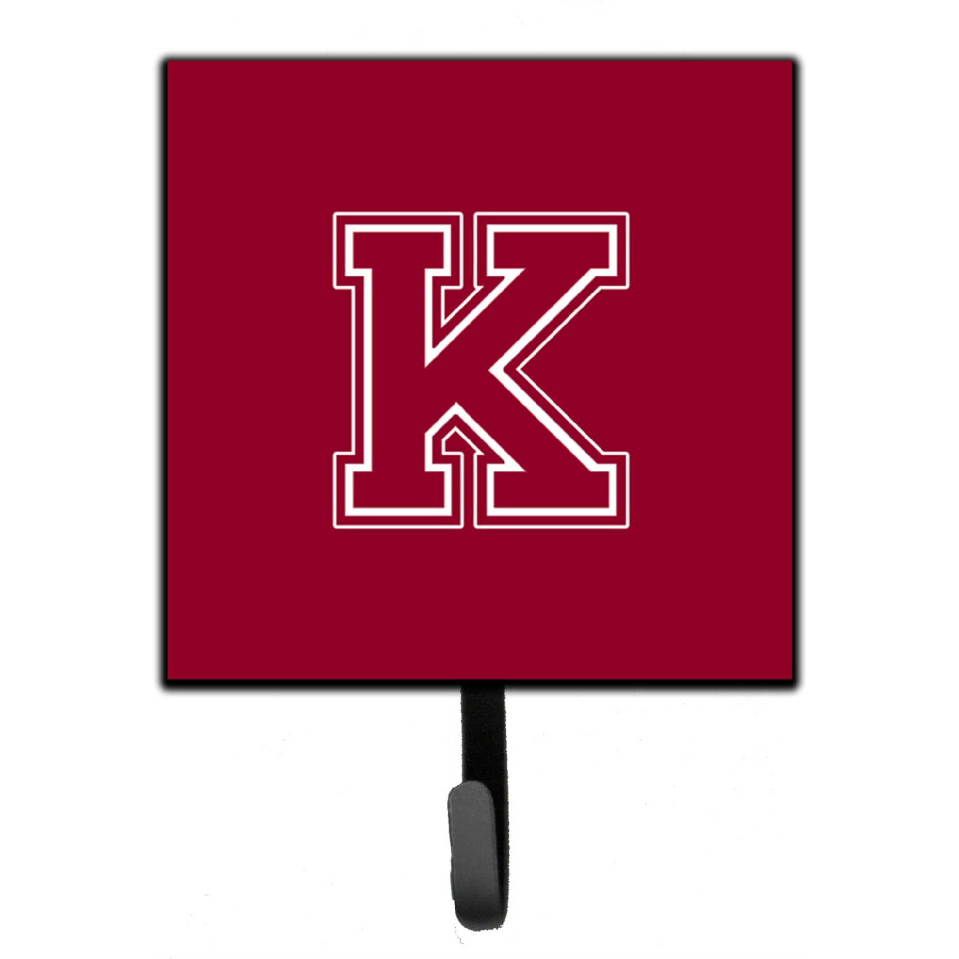 &quotCaroline's Treasures CJ1032-KSH4 Letter K Initial Monogram-Maroon and White Leash Holder or Key Hook, Small, Multicolor"