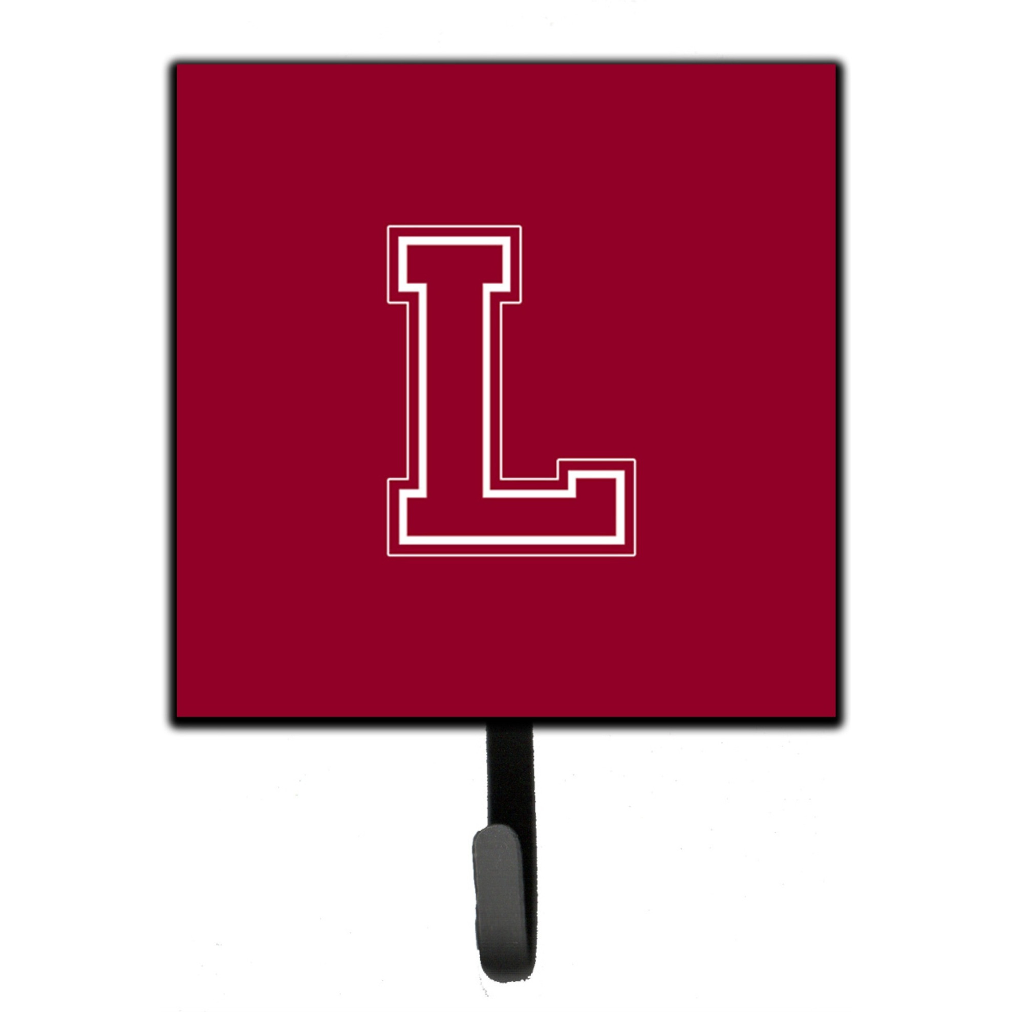 &quotCaroline's Treasures CJ1032-LSH4 Letter L Initial Monogram-Maroon and White Leash Holder or Key Hook, Small, Multicolor"