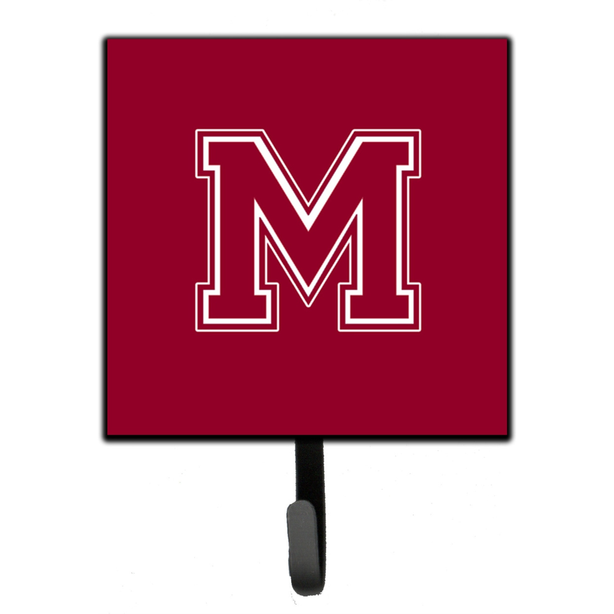 &quotCaroline's Treasures CJ1032-MSH4 Letter M Initial Monogram-Maroon and White Leash Holder or Key Hook, Small, Multicolor"