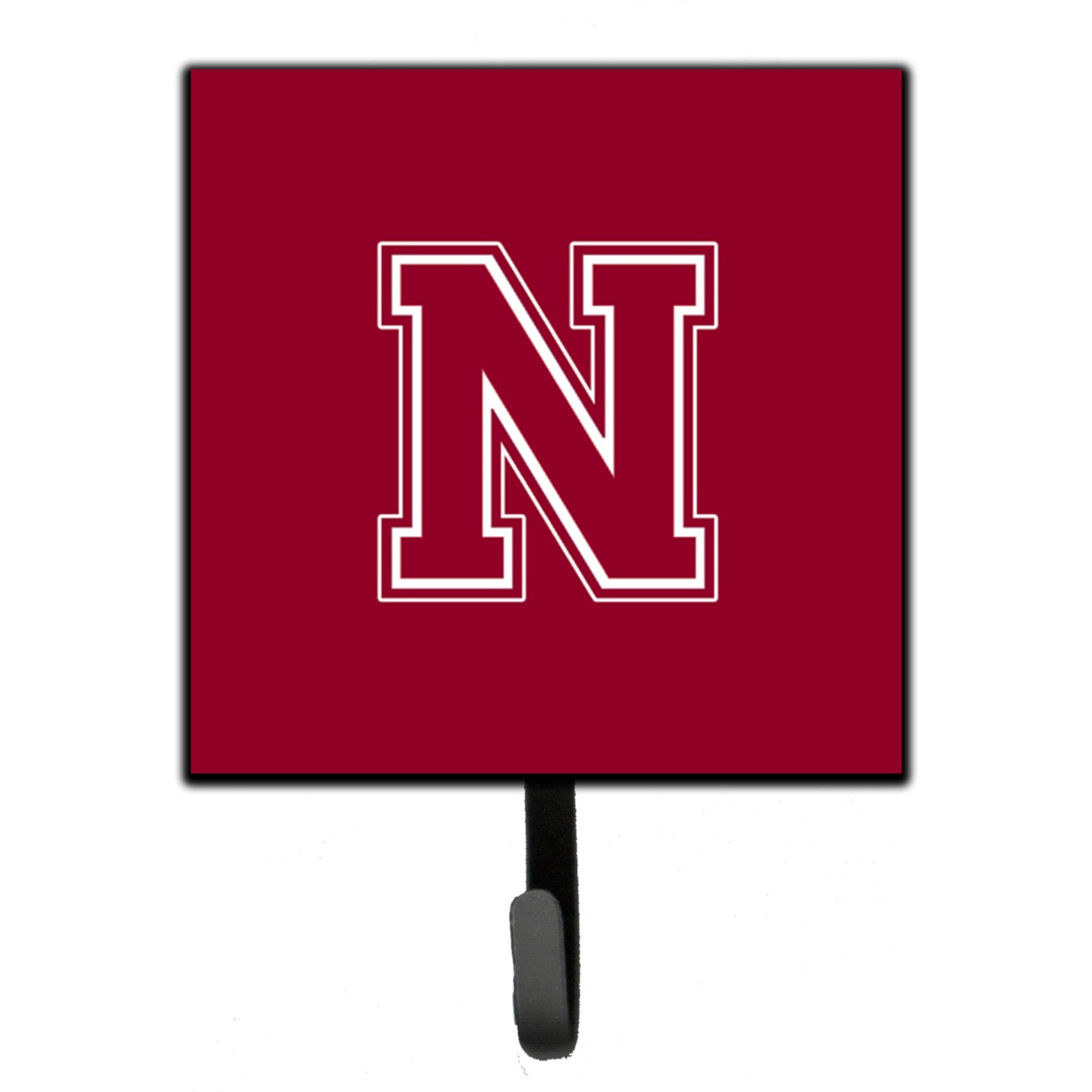 &quotCaroline's Treasures CJ1032-NSH4 Letter N Initial Monogram-Maroon and White Leash Holder or Key Hook, Small, Multicolor"