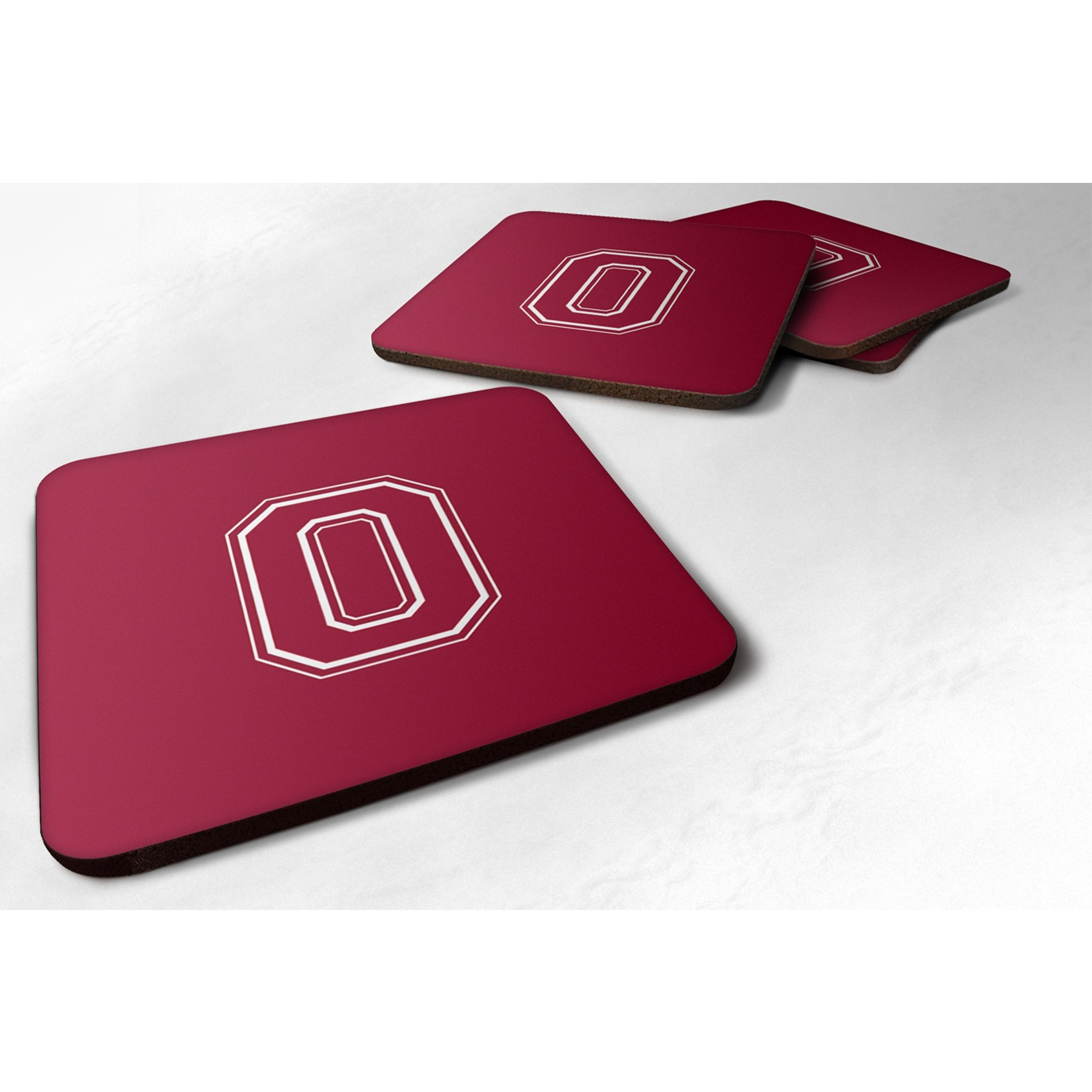 &quotCaroline's Treasures CJ1032-OFC Monogram-Maroon and White Foam Coasters (Set of 4), Initial Letter O, 3.5"" H x 3.5"" W, Multicolor"