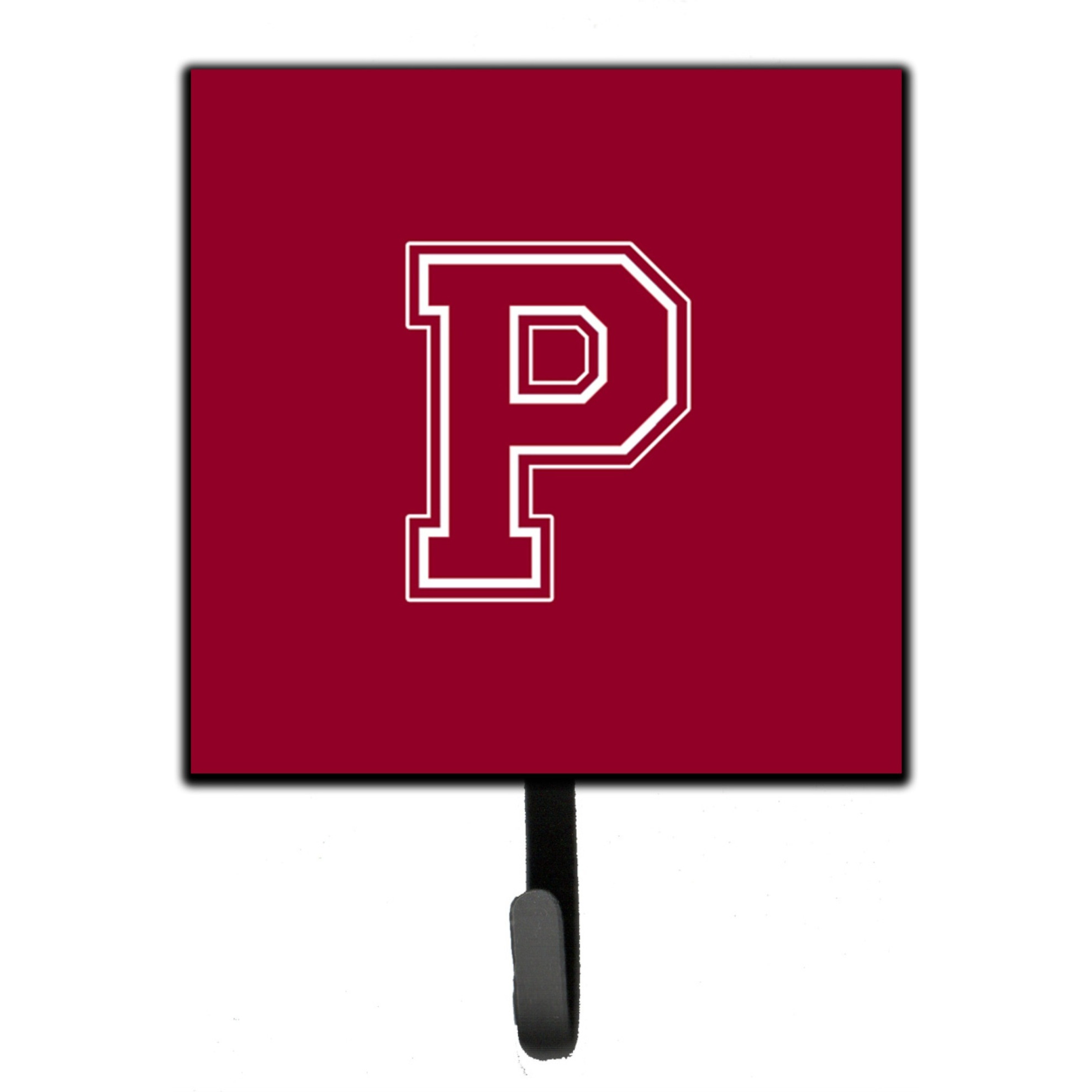 &quotCaroline's Treasures CJ1032-PSH4 Letter P Initial Monogram-Maroon and White Leash Holder or Key Hook, Small, Multicolor"