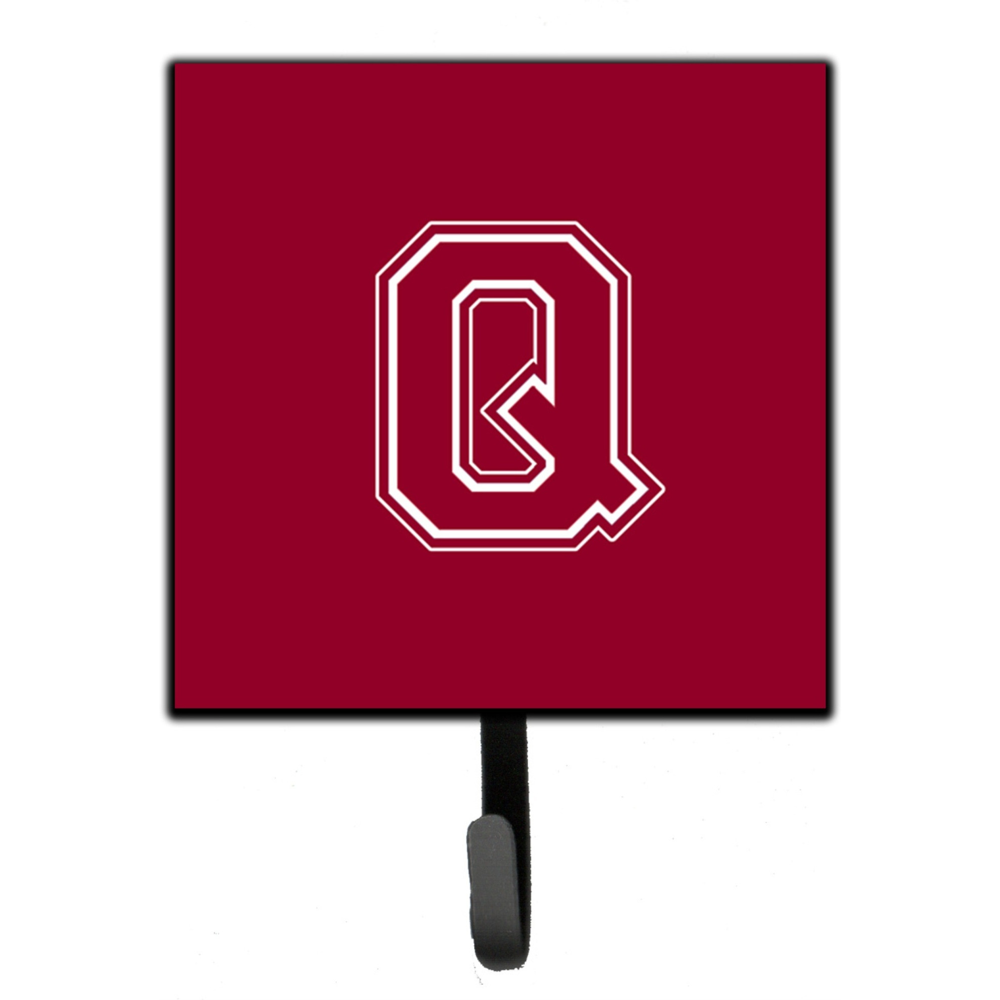 &quotCaroline's Treasures CJ1032-QSH4 Letter Q Initial Monogram-Maroon and White Leash Holder or Key Hook, Small, Multicolor"