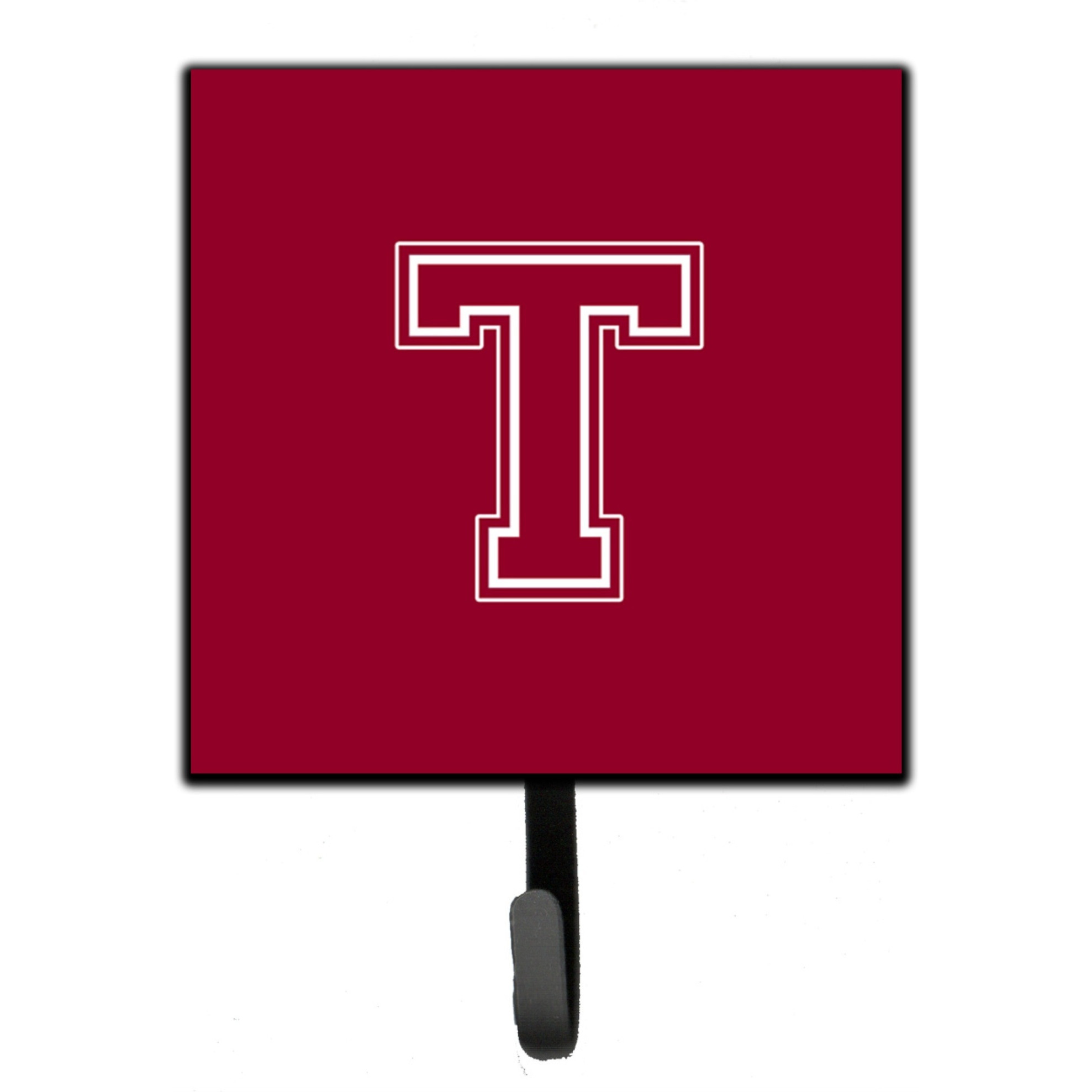 &quotCaroline's Treasures CJ1032-TSH4 Letter T Initial Monogram-Maroon and White Leash Holder or Key Hook, Small, Multicolor"