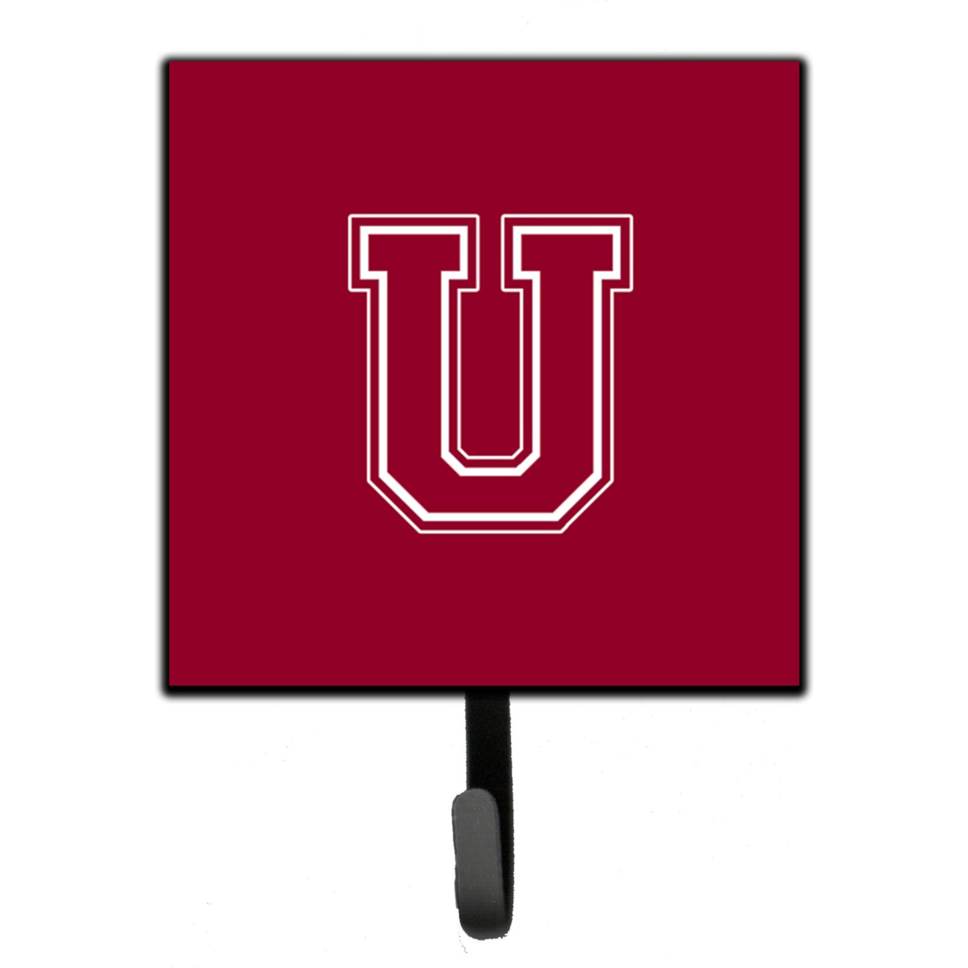 &quotCaroline's Treasures CJ1032-USH4 Letter U Initial Monogram-Maroon and White Leash Holder or Key Hook, Small, Multicolor"