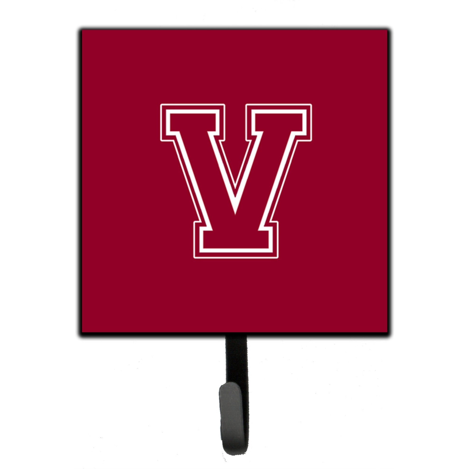 &quotCaroline's Treasures CJ1032-VSH4 Letter V Initial Monogram-Maroon and White Leash Holder or Key Hook, Small, Multicolor"
