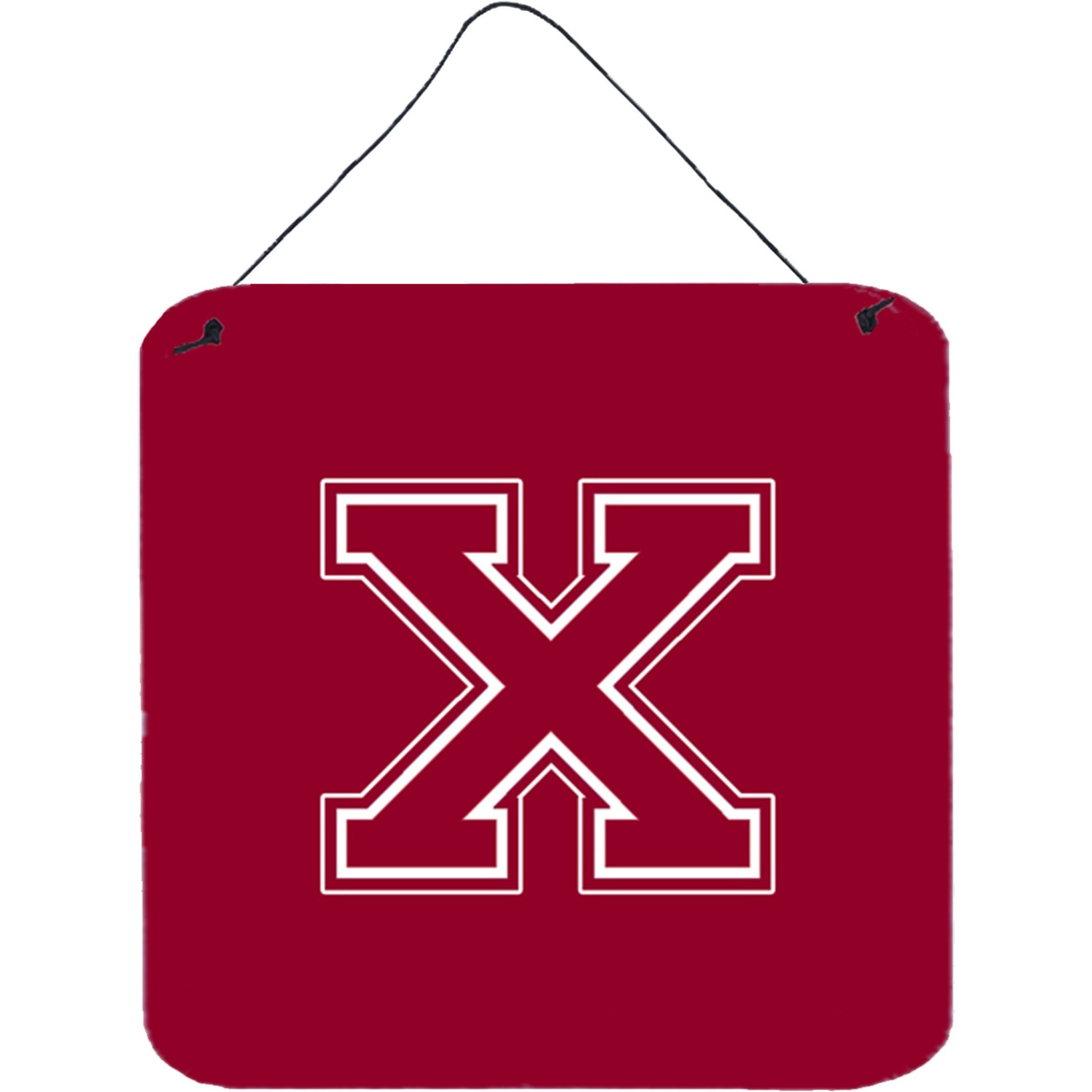 &quotCaroline's Treasures Letter X Initial Monogram-Maroon and White Wall or Door Hanging Prints, 6 x 6"", Multicolor"