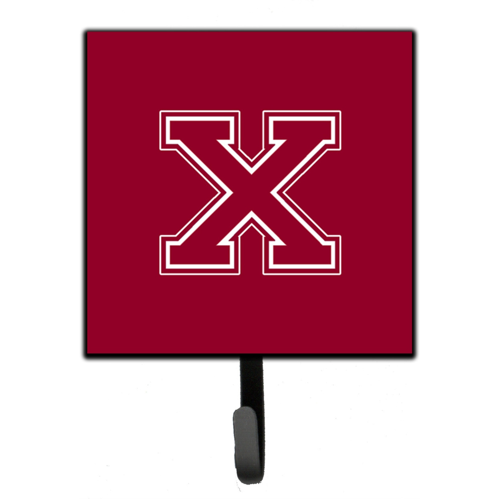 &quotCaroline's Treasures CJ1032-XSH4 Letter X Initial Monogram-Maroon and White Leash Holder or Key Hook, Small, Multicolor"