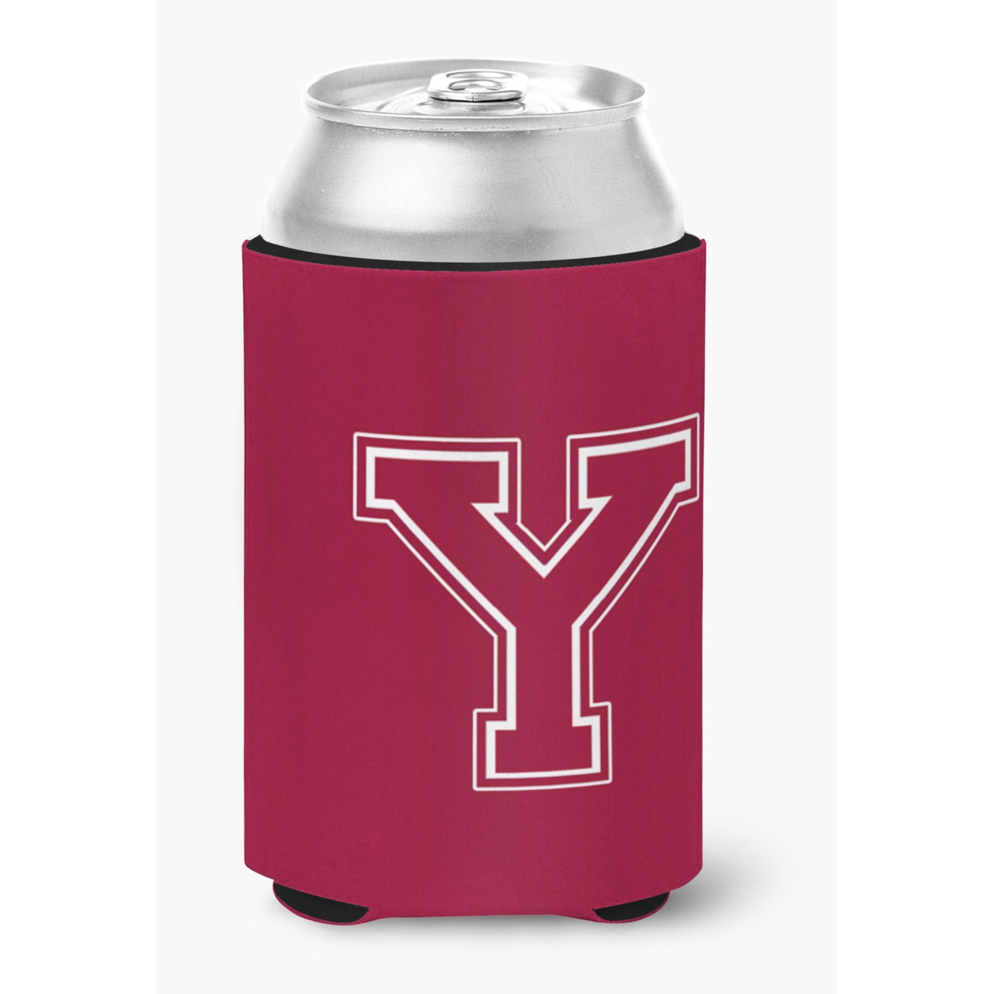 Letter Y Initial Monogram - Maroon and White Can or Bottle Beverage Insulator Hugger