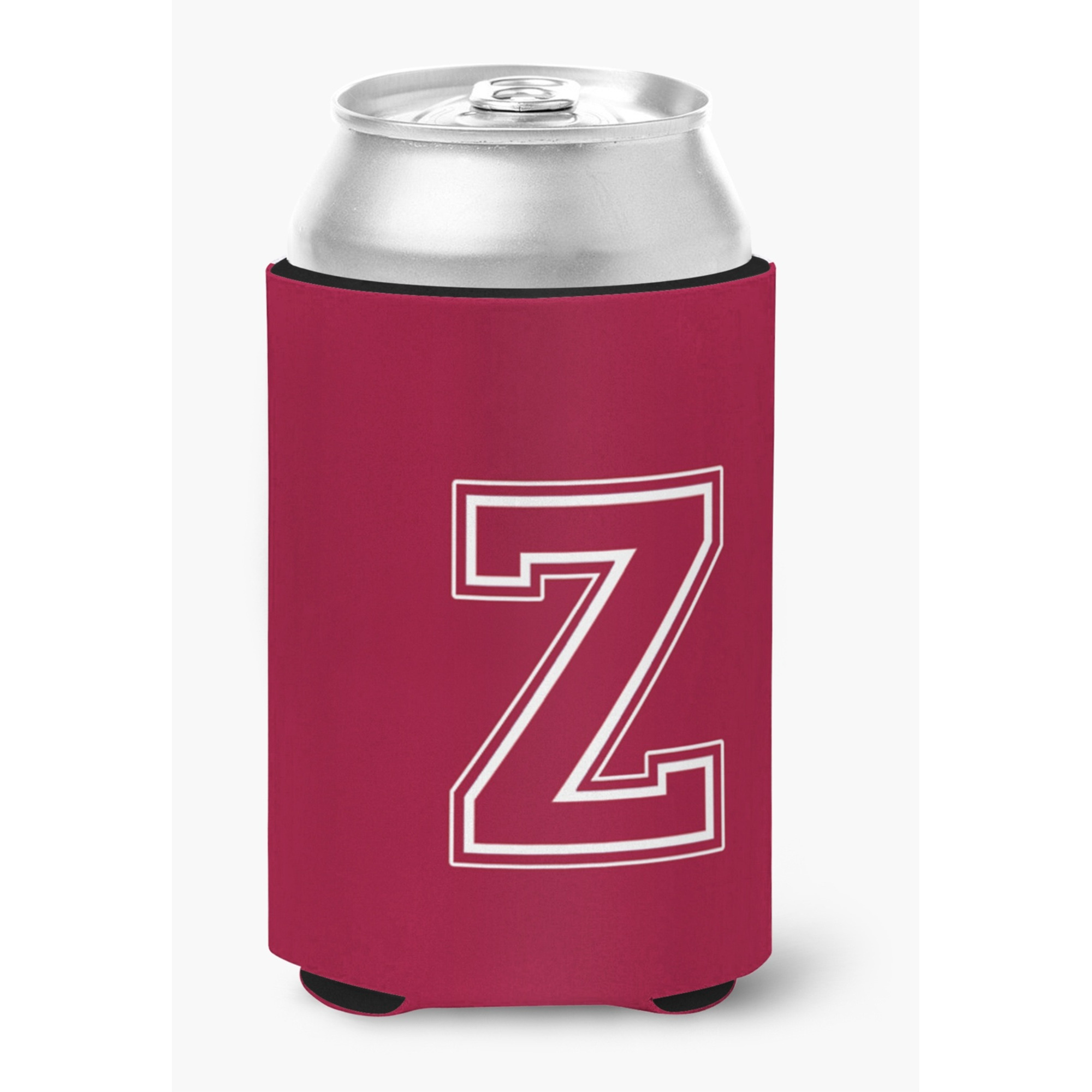 Letter Z Initial Monogram - Maroon and White Can or Bottle Beverage Insulator Hugger
