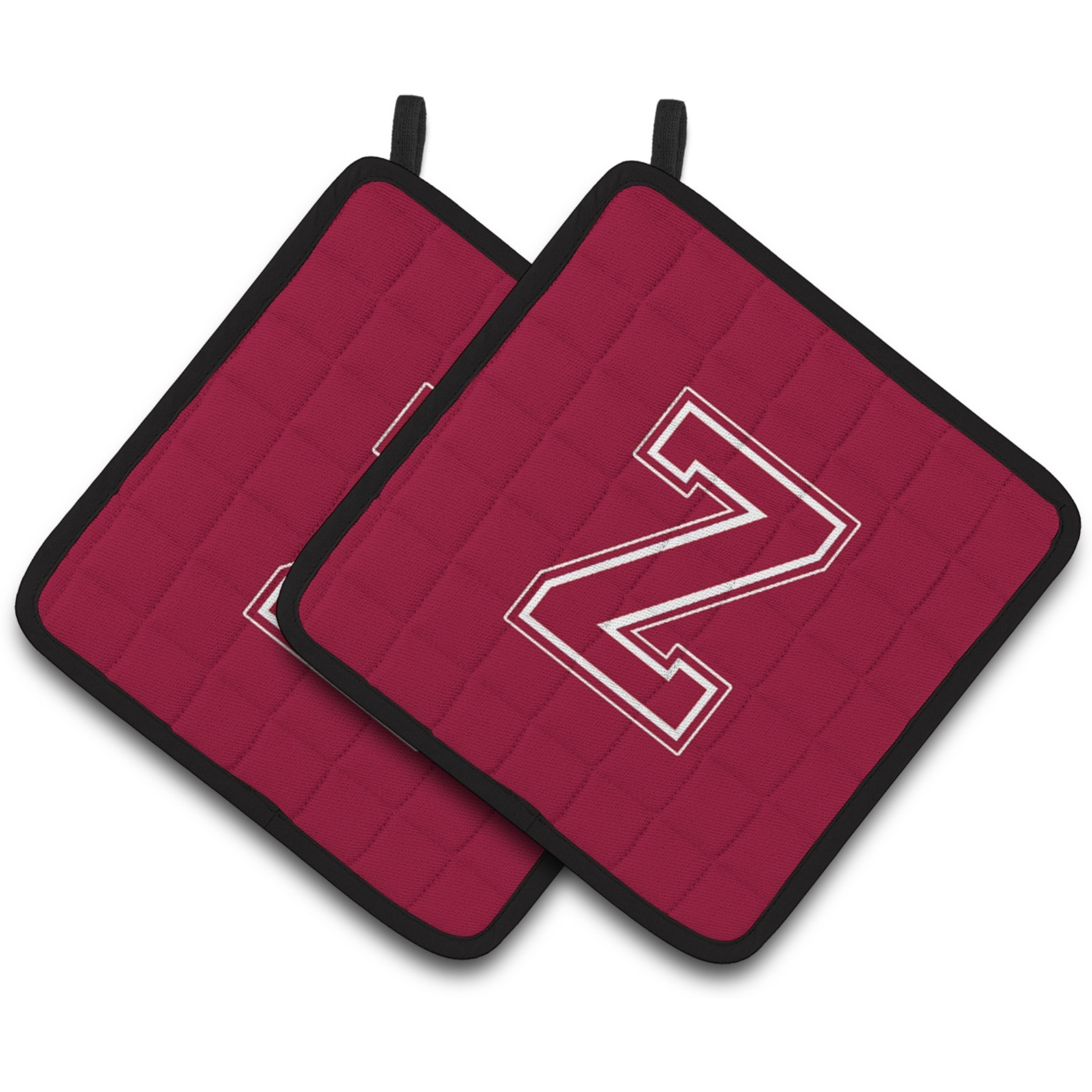 &quotCaroline's Treasures Monogram Initial Z Maroon & White Pair of Pot Holders CJ1032-ZPTHD, 7.5HX7.5W, Multicolor"