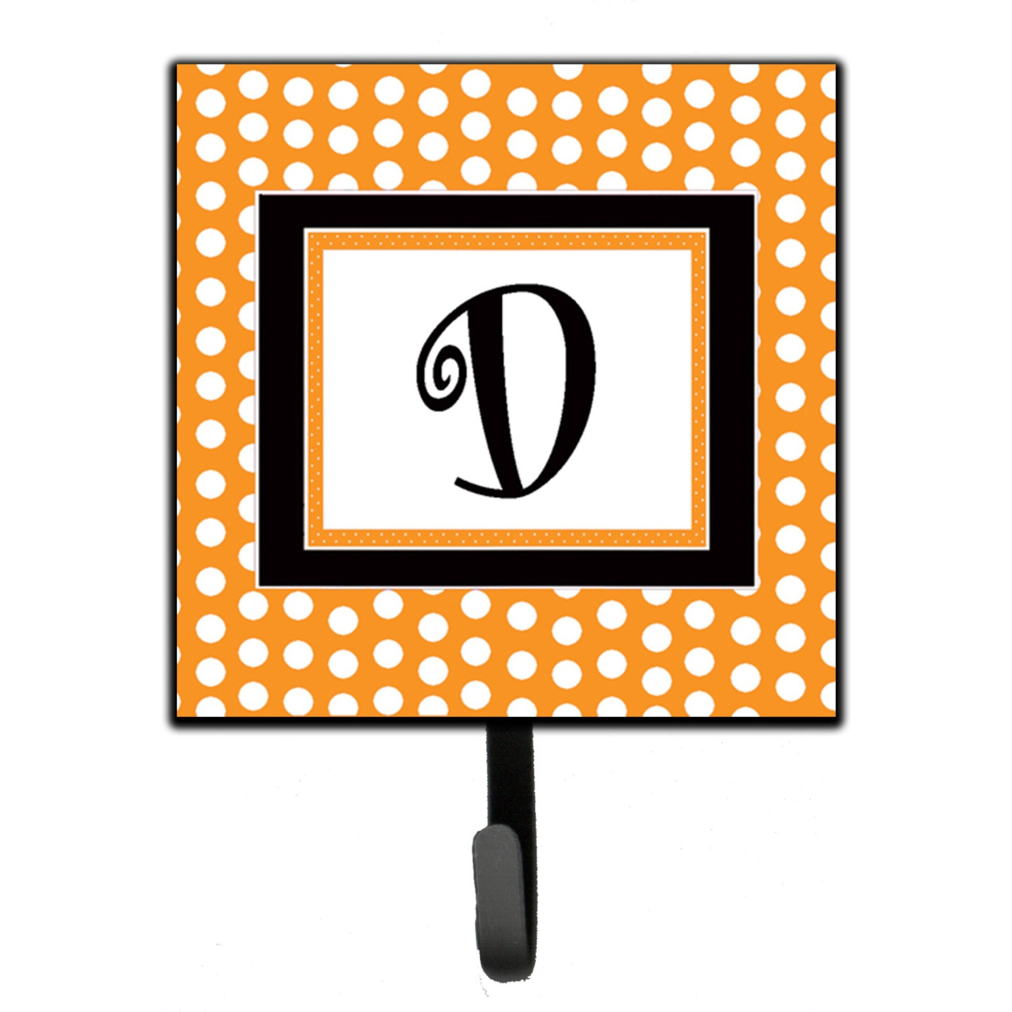 &quotCaroline's Treasures CJ1033-DSH4 Letter D Initial Monogram-Orange Polka Dots Leash Holder or Key Hook, Small, Multicolor"