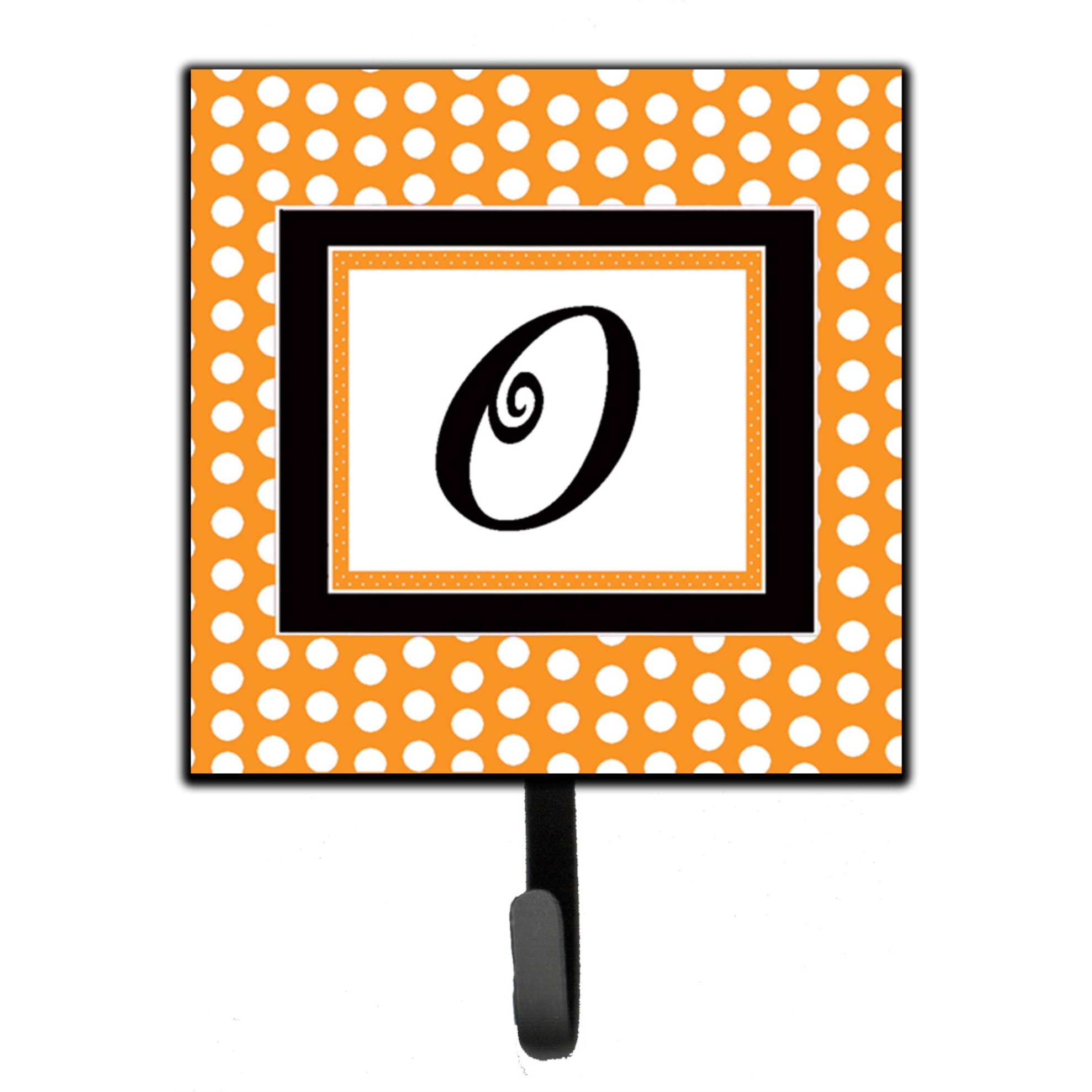 &quotCaroline's Treasures CJ1033-OSH4 Letter O Initial Monogram-Orange Polka Dots Leash Holder or Key Hook, Small, Multicolor"