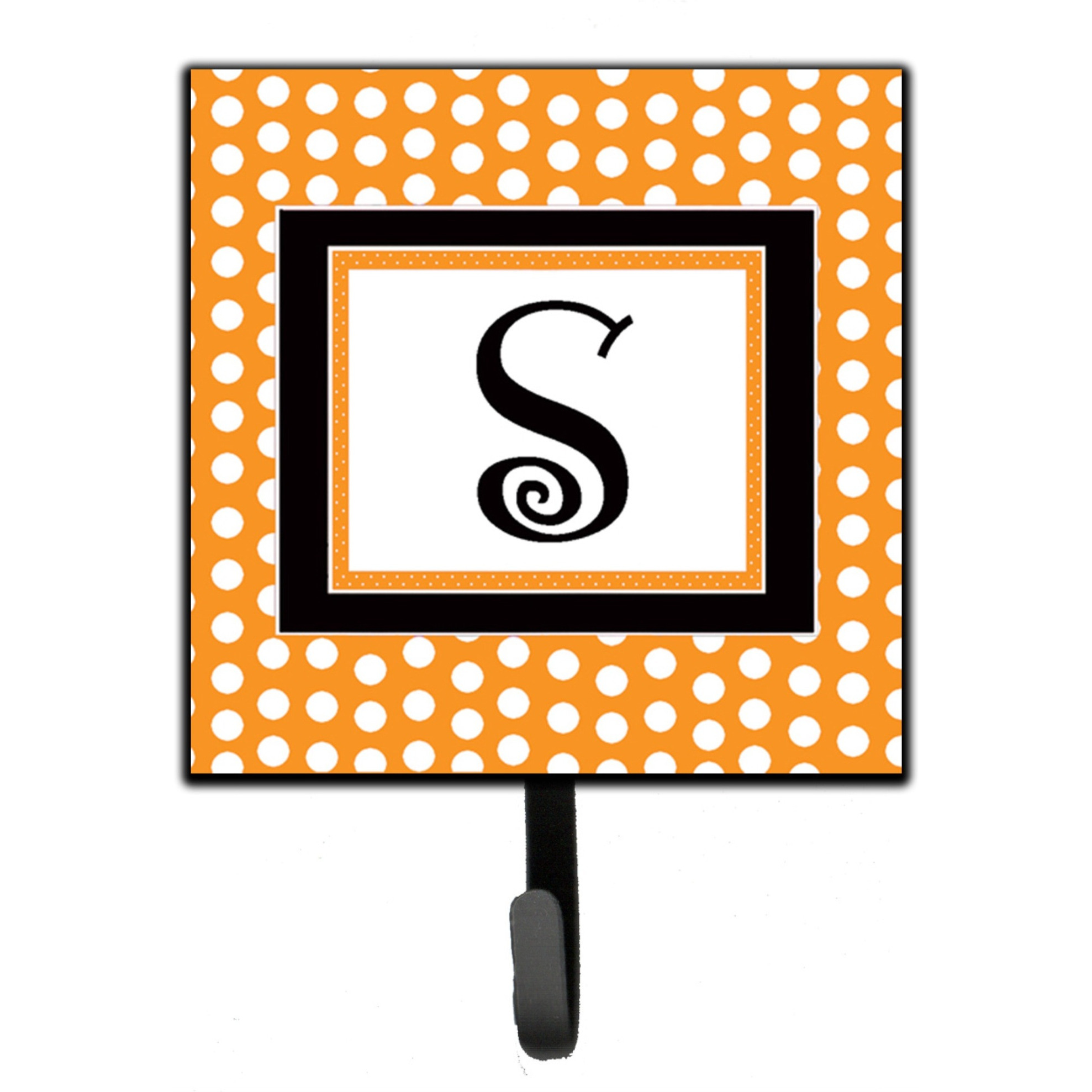 &quotCaroline's Treasures CJ1033-SSH4 Letter S Initial Monogram-Orange Polka Dots Leash Holder or Key Hook, Small, Multicolor"