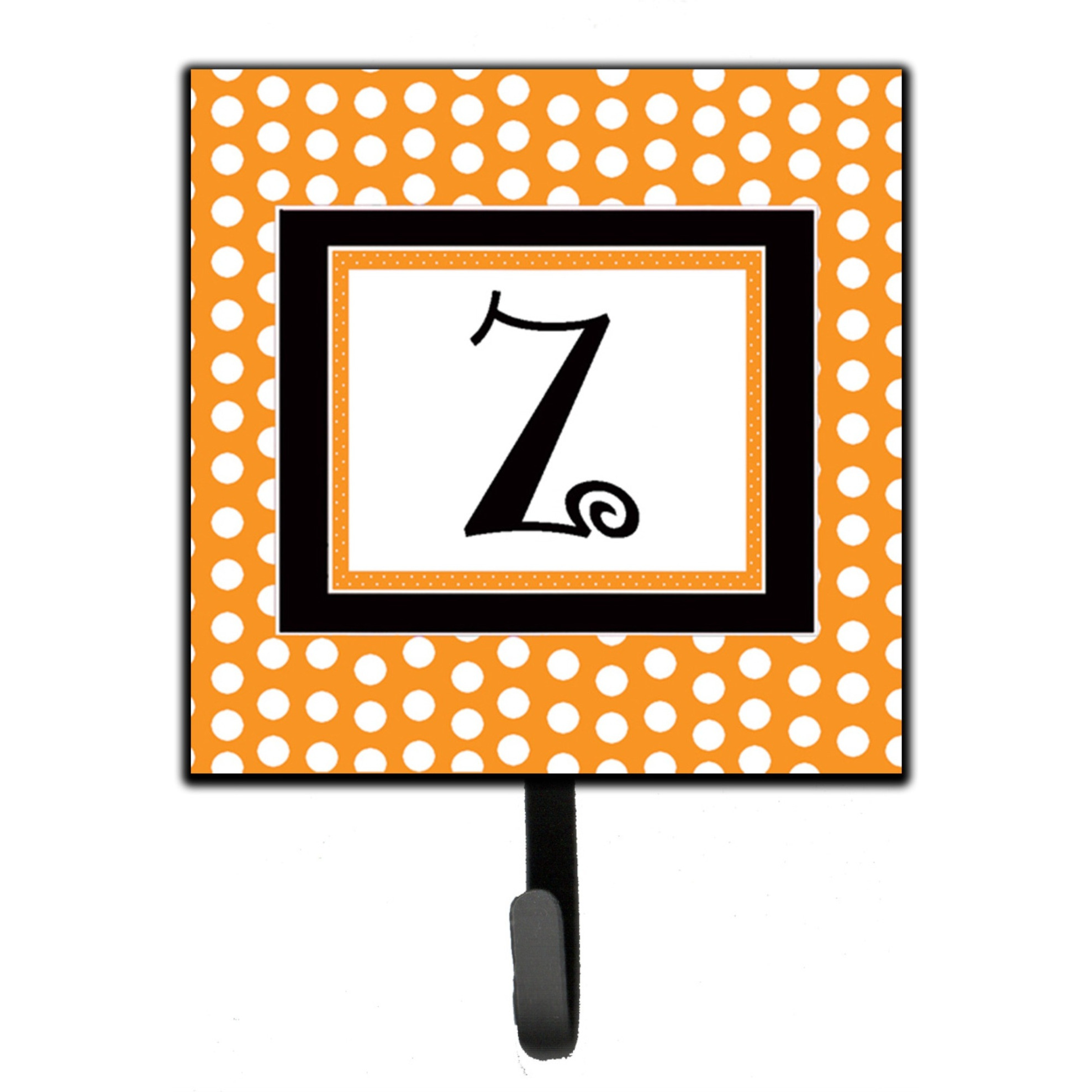 &quotCaroline's Treasures CJ1033-ZSH4 Letter Z Initial Monogram-Orange Polka Dots Leash Holder or Key Hook, Small, Multicolor"