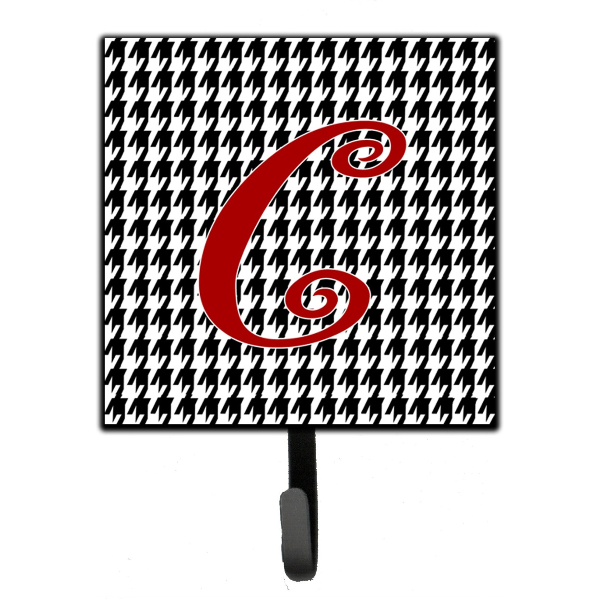&quotCaroline's Treasures CJ1035-CSH4 Letter C Initial Monogram-Hounds Tooth Black Leash Holder or Key Hook, Small, Multicolor"