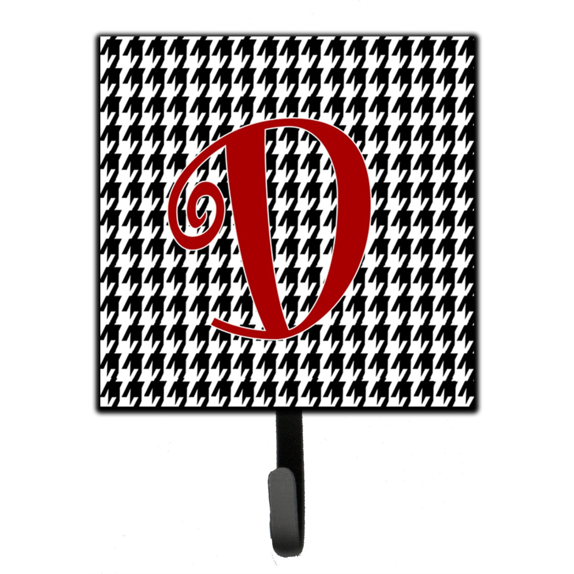 &quotCaroline's Treasures CJ1035-DSH4 Letter D Initial Monogram-Hounds Tooth Black Leash Holder or Key Hook, Small, Multicolor"