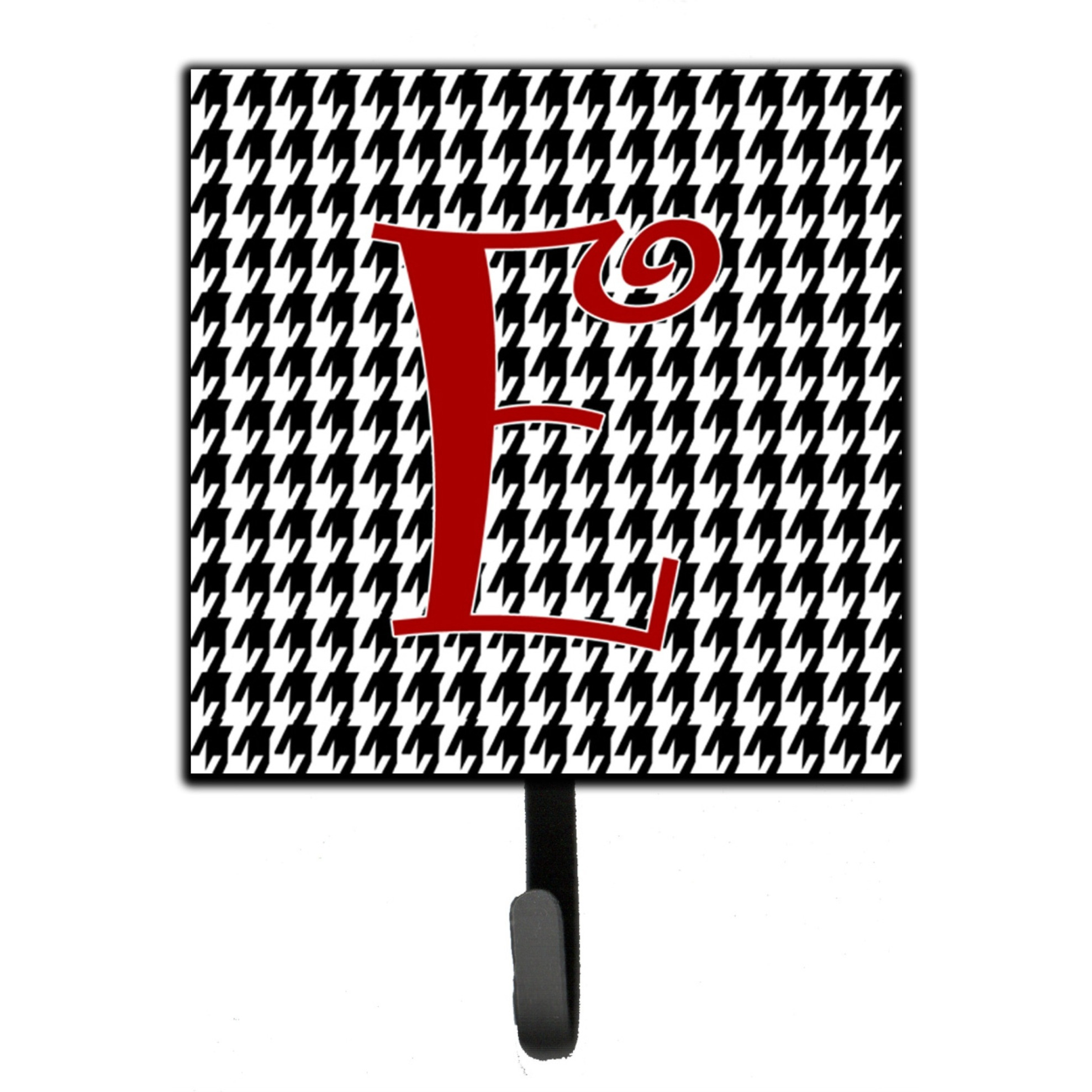 &quotCaroline's Treasures CJ1035-ESH4 Letter E Initial Monogram-Hounds Tooth Black Leash Holder or Key Hook, Small, Multicolor"