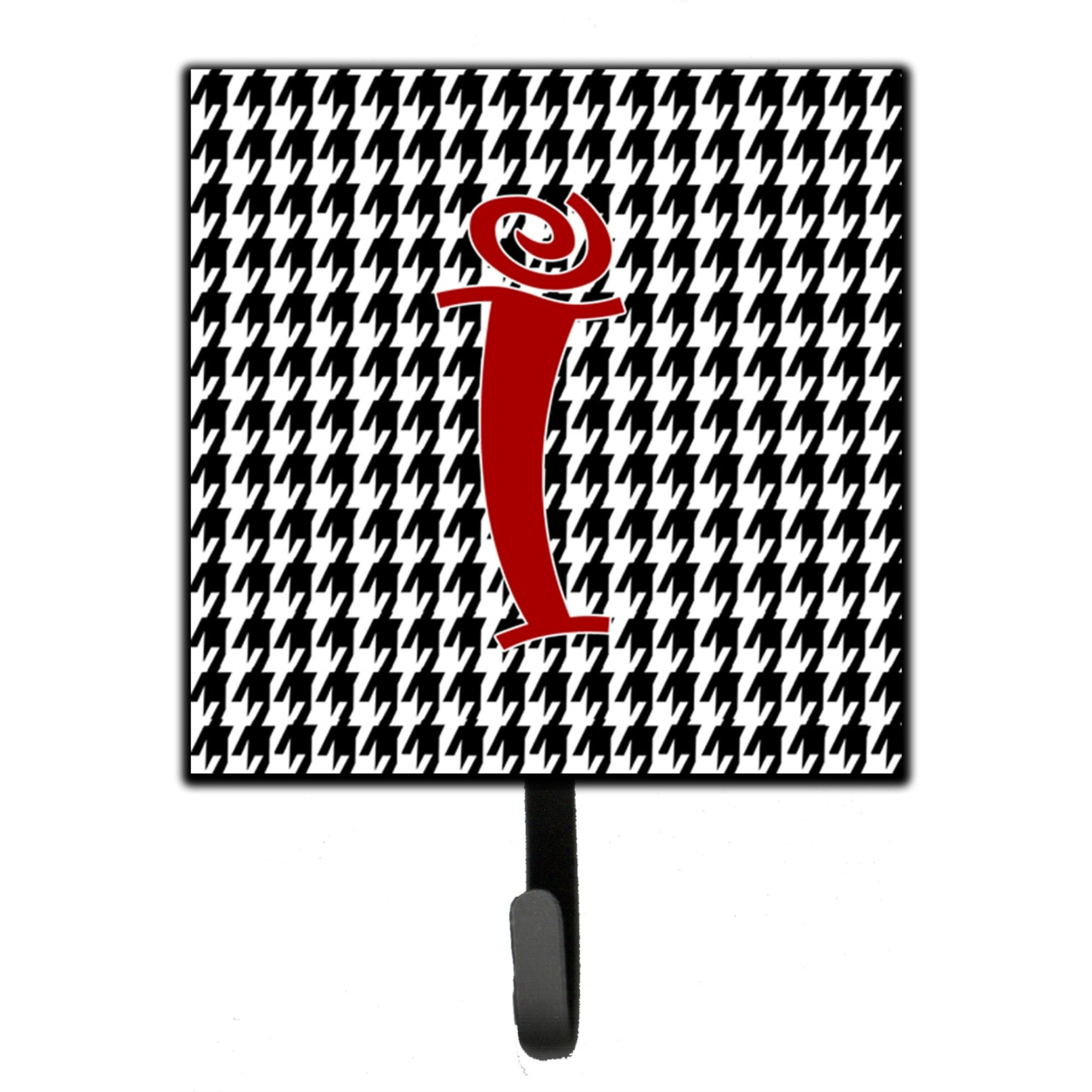 &quotCaroline's Treasures CJ1035-ISH4 Letter I Initial Monogram-Hounds Tooth Black Leash Holder or Key Hook, Small, Multicolor"