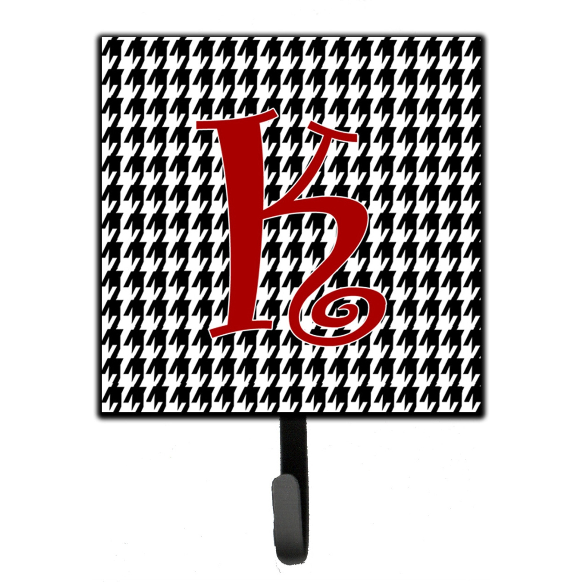 &quotCaroline's Treasures CJ1035-KSH4 Letter K Initial Monogram-Hounds Tooth Black Leash Holder or Key Hook, Small, Multicolor"