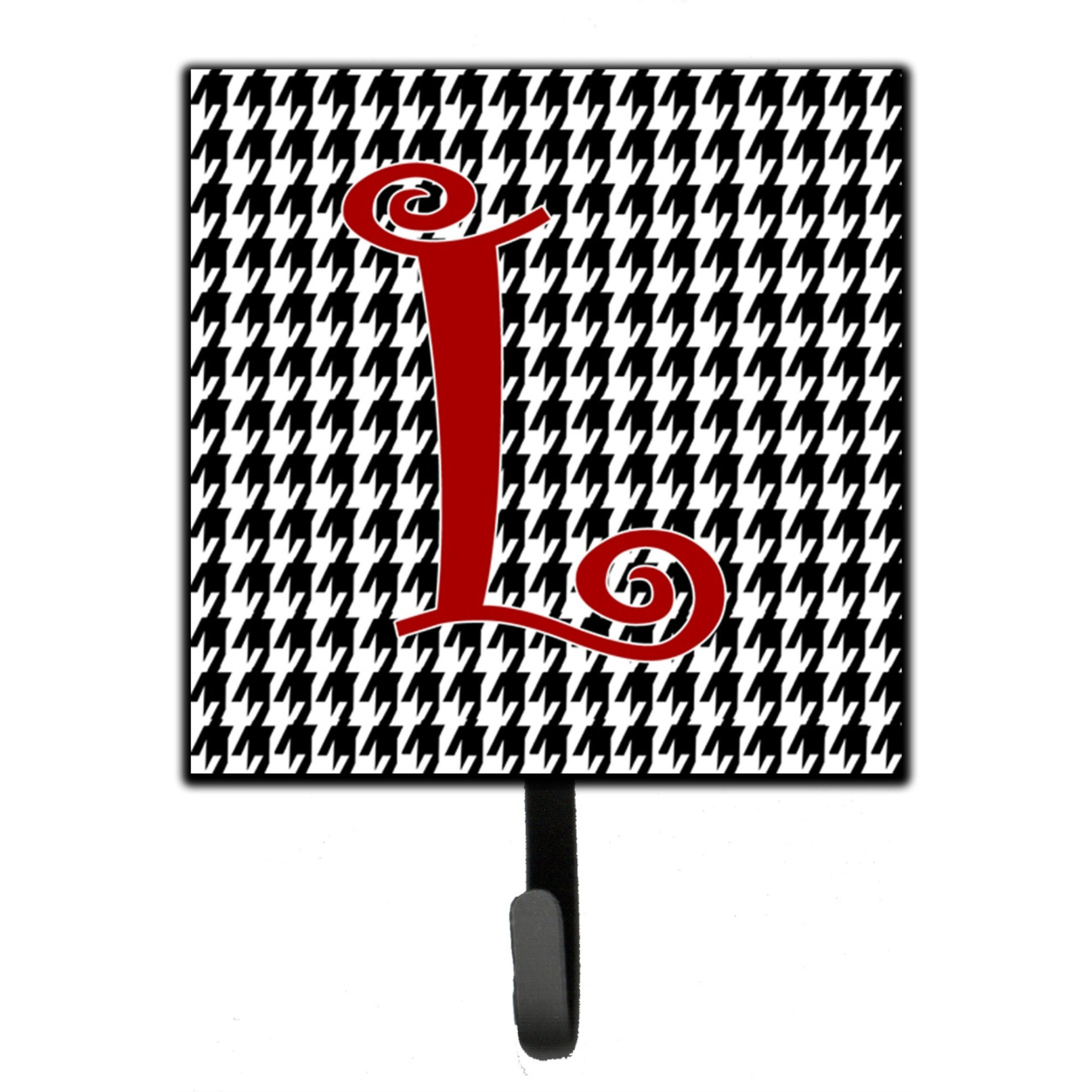 &quotCaroline's Treasures CJ1035-LSH4 Letter L Initial Monogram-Hounds Tooth Black Leash Holder or Key Hook, Small, Multicolor"